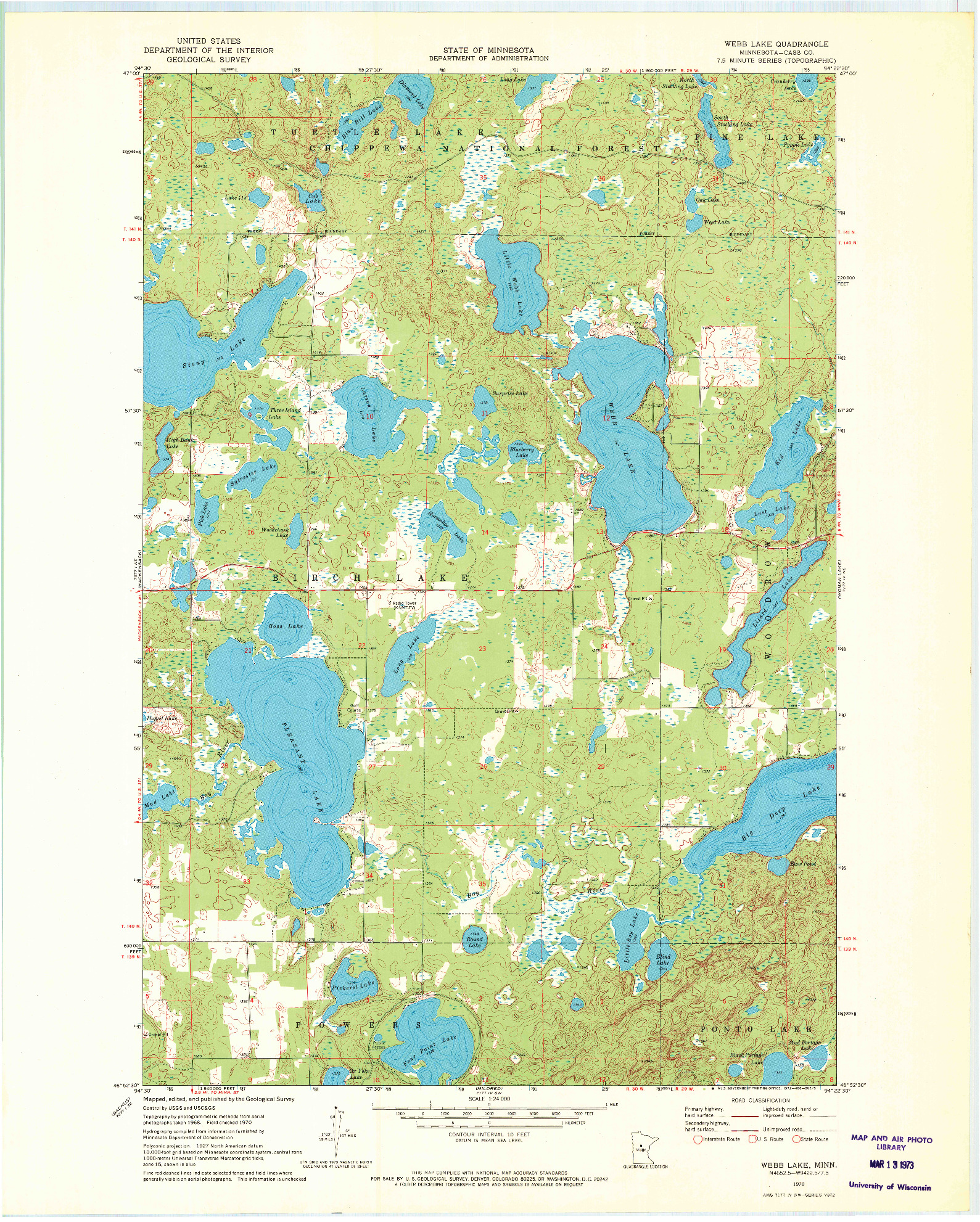 USGS 1:24000-SCALE QUADRANGLE FOR WEBB LAKE, MN 1970