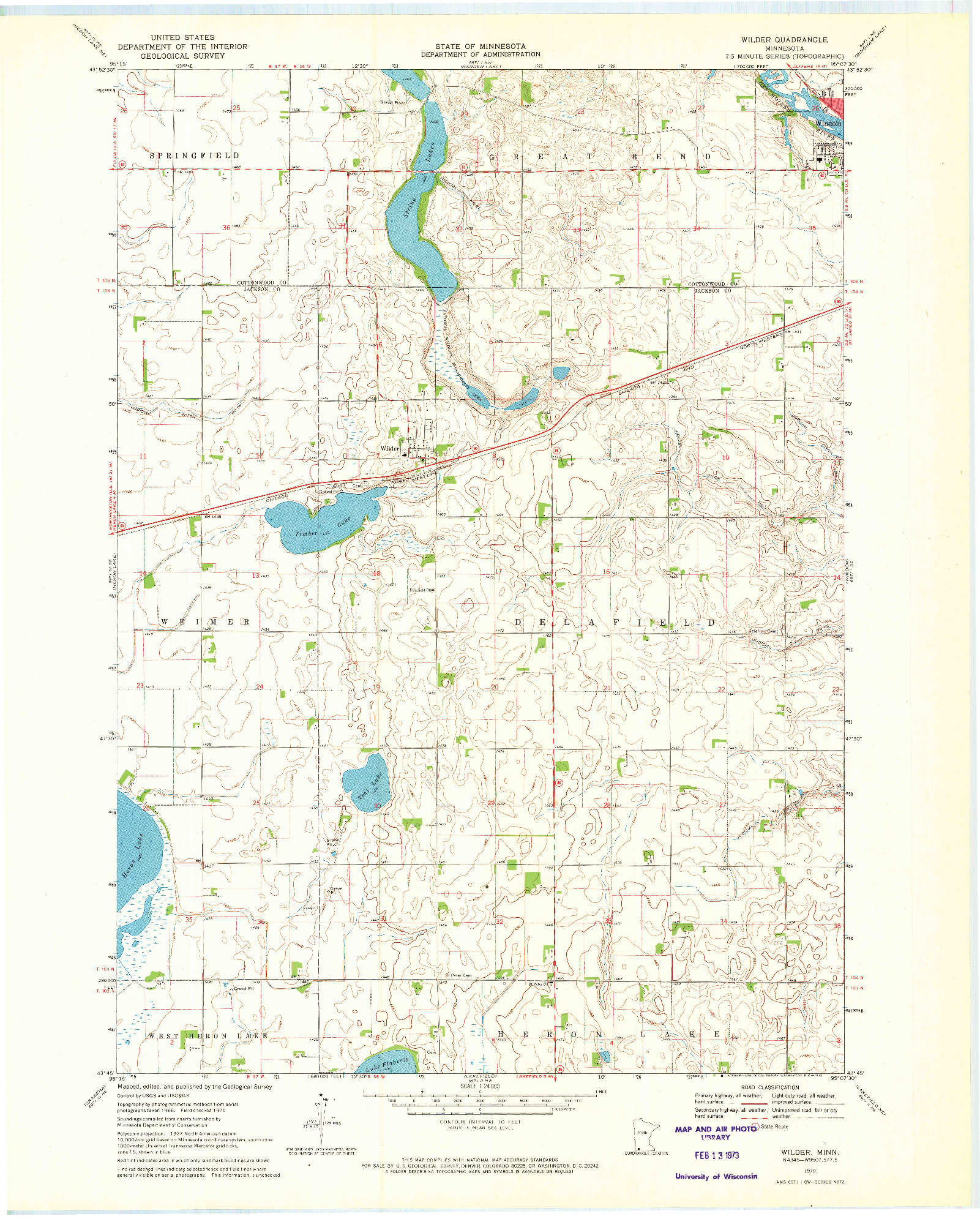 USGS 1:24000-SCALE QUADRANGLE FOR WILDER, MN 1970