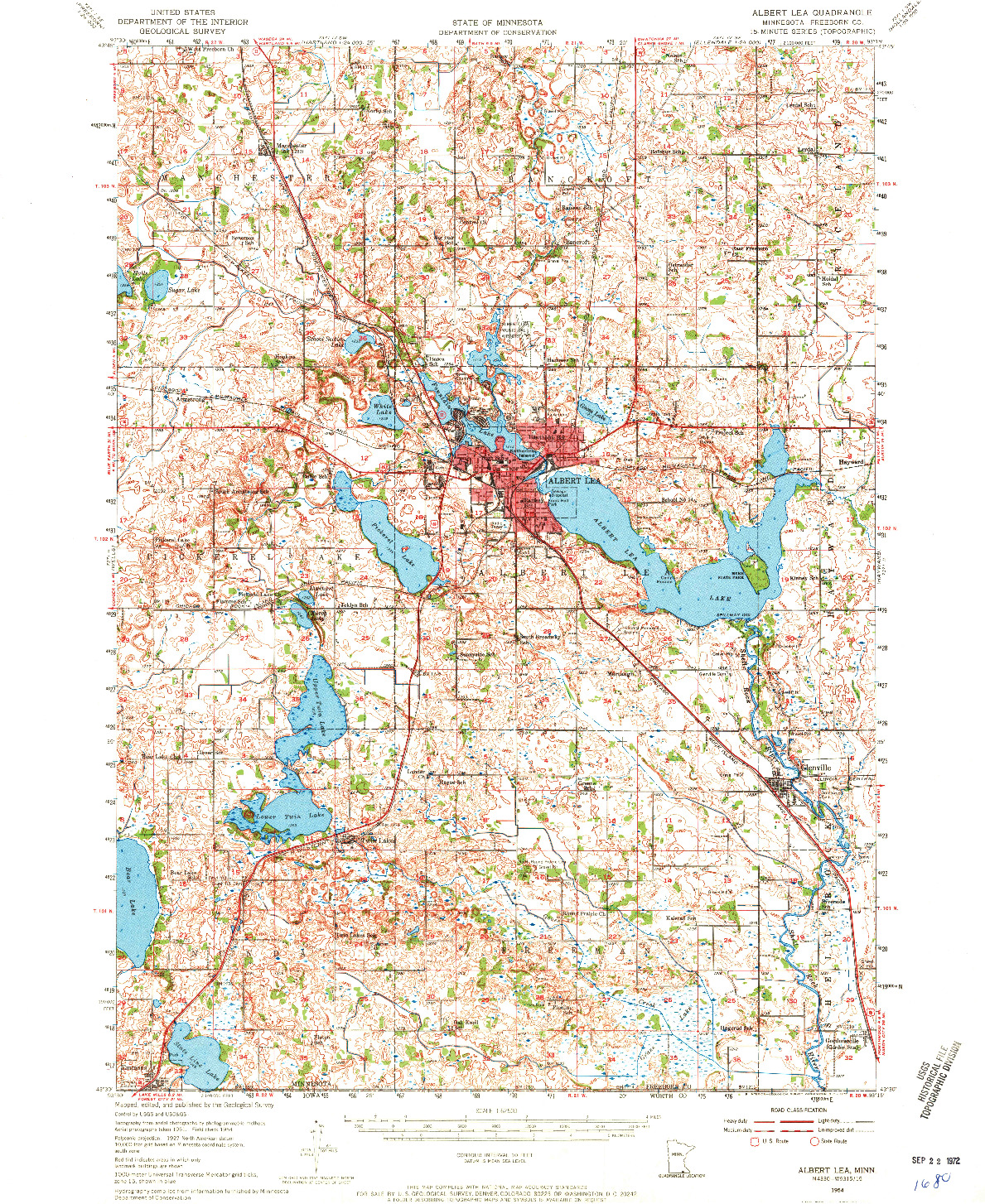 USGS 1:62500-SCALE QUADRANGLE FOR ALBERT LEA, MN 1954