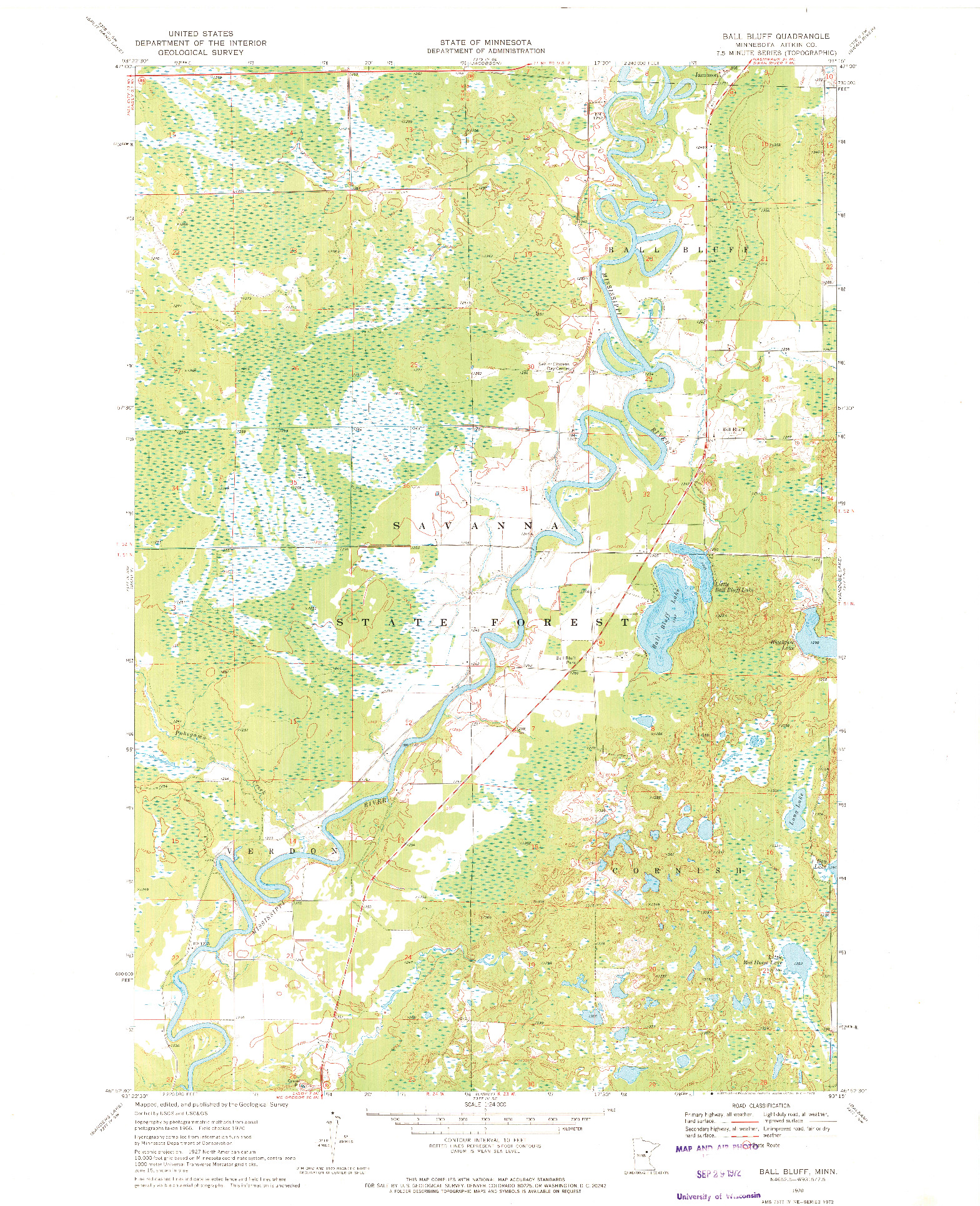 USGS 1:24000-SCALE QUADRANGLE FOR BALL BLUFF, MN 1970