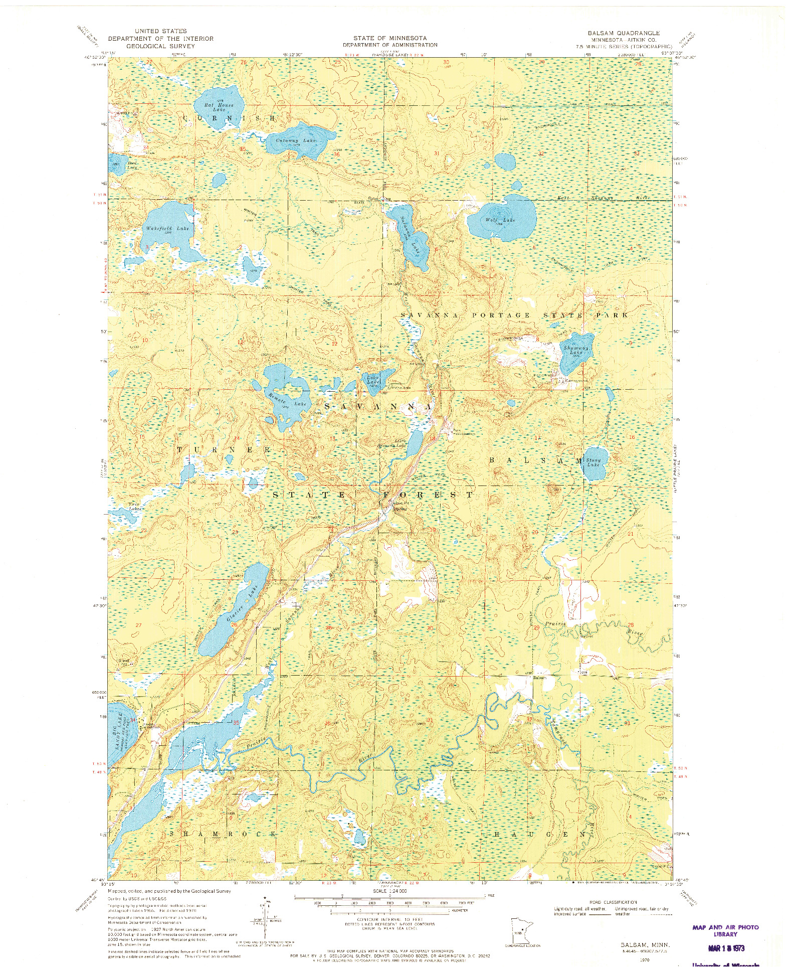 USGS 1:24000-SCALE QUADRANGLE FOR BALSAM, MN 1970