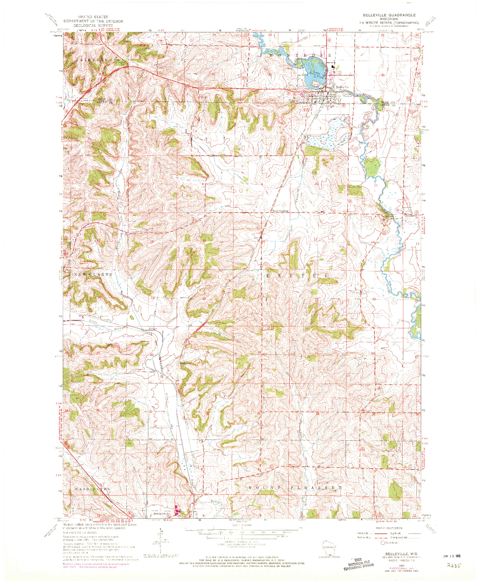 USGS 1:24000-SCALE QUADRANGLE FOR BELLEVILLE, WI 1962