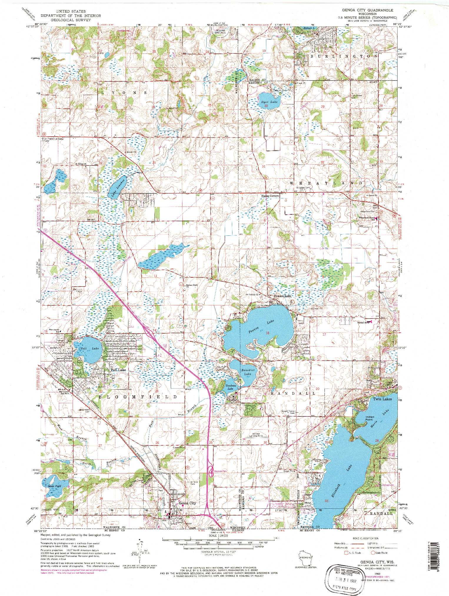 USGS 1:24000-SCALE QUADRANGLE FOR GENOA CITY, WI 1960