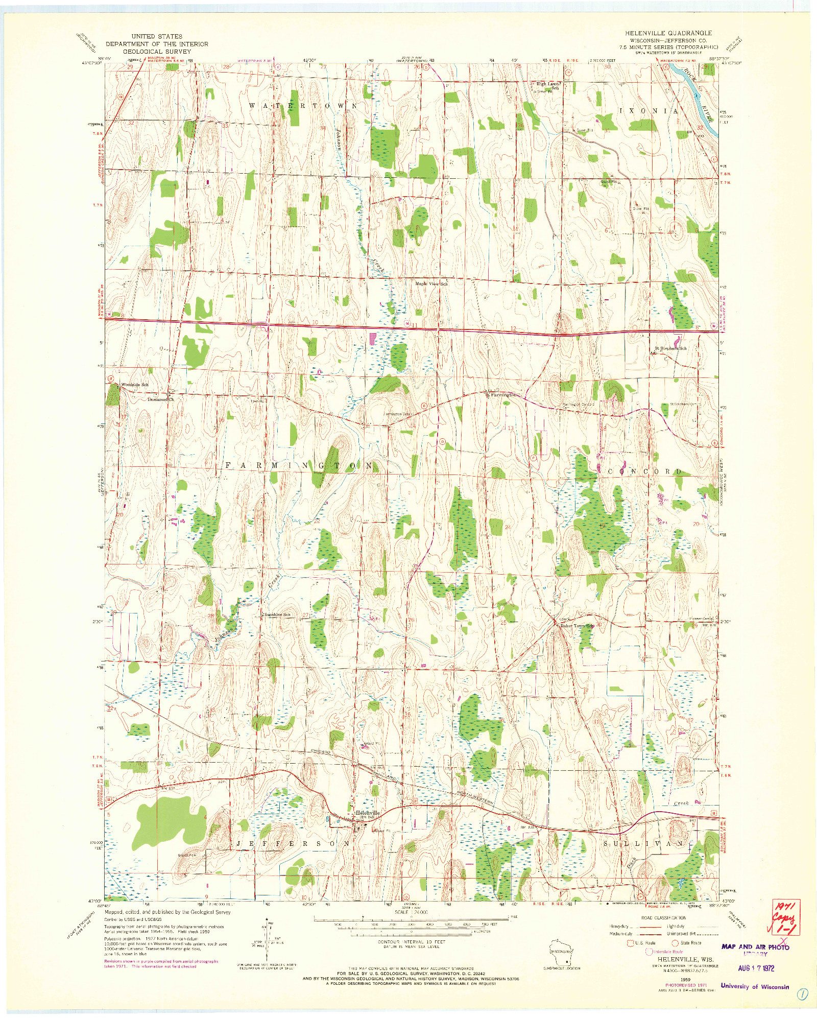USGS 1:24000-SCALE QUADRANGLE FOR HELENVILLE, WI 1959