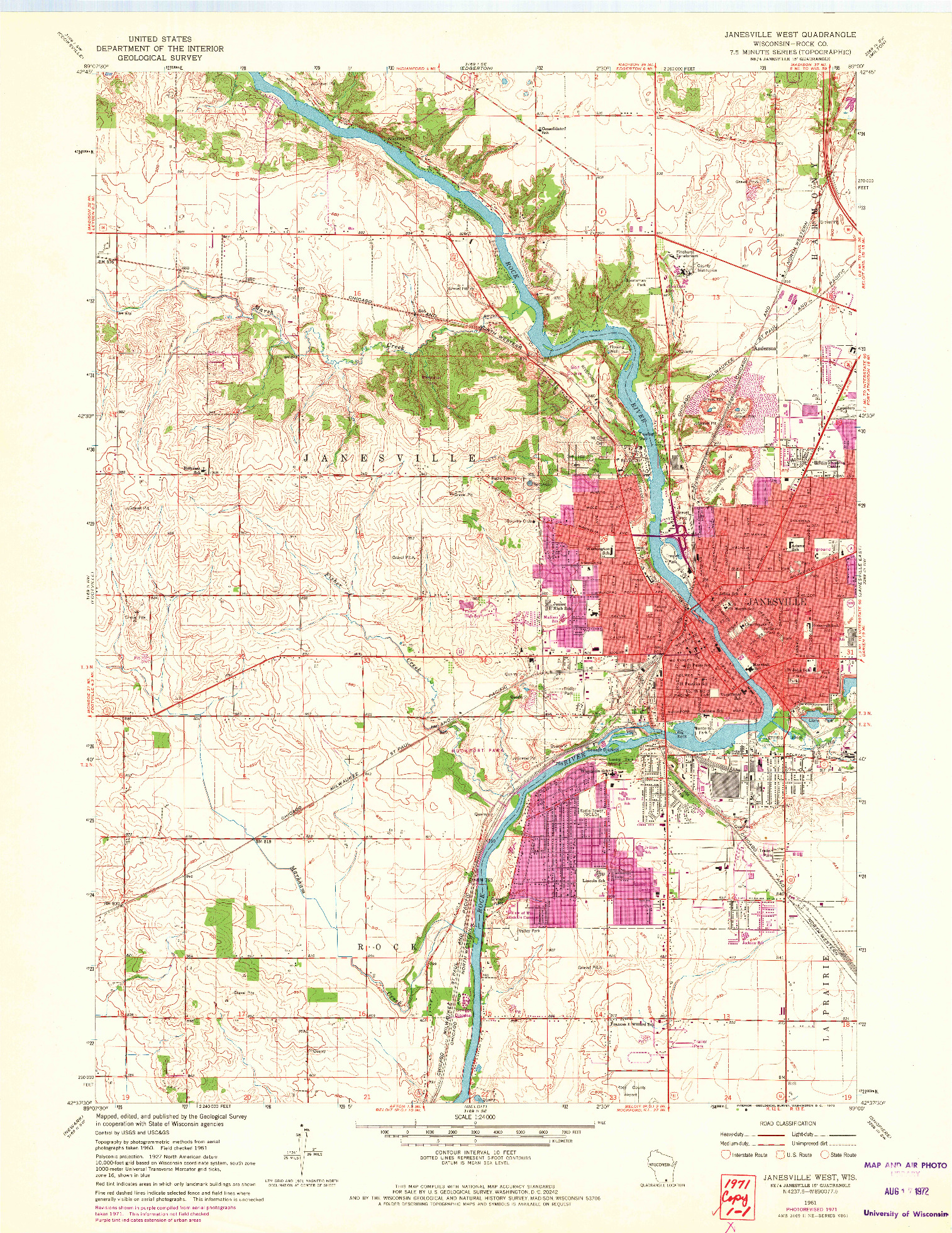 USGS 1:24000-SCALE QUADRANGLE FOR JANESVILLE WEST, WI 1961