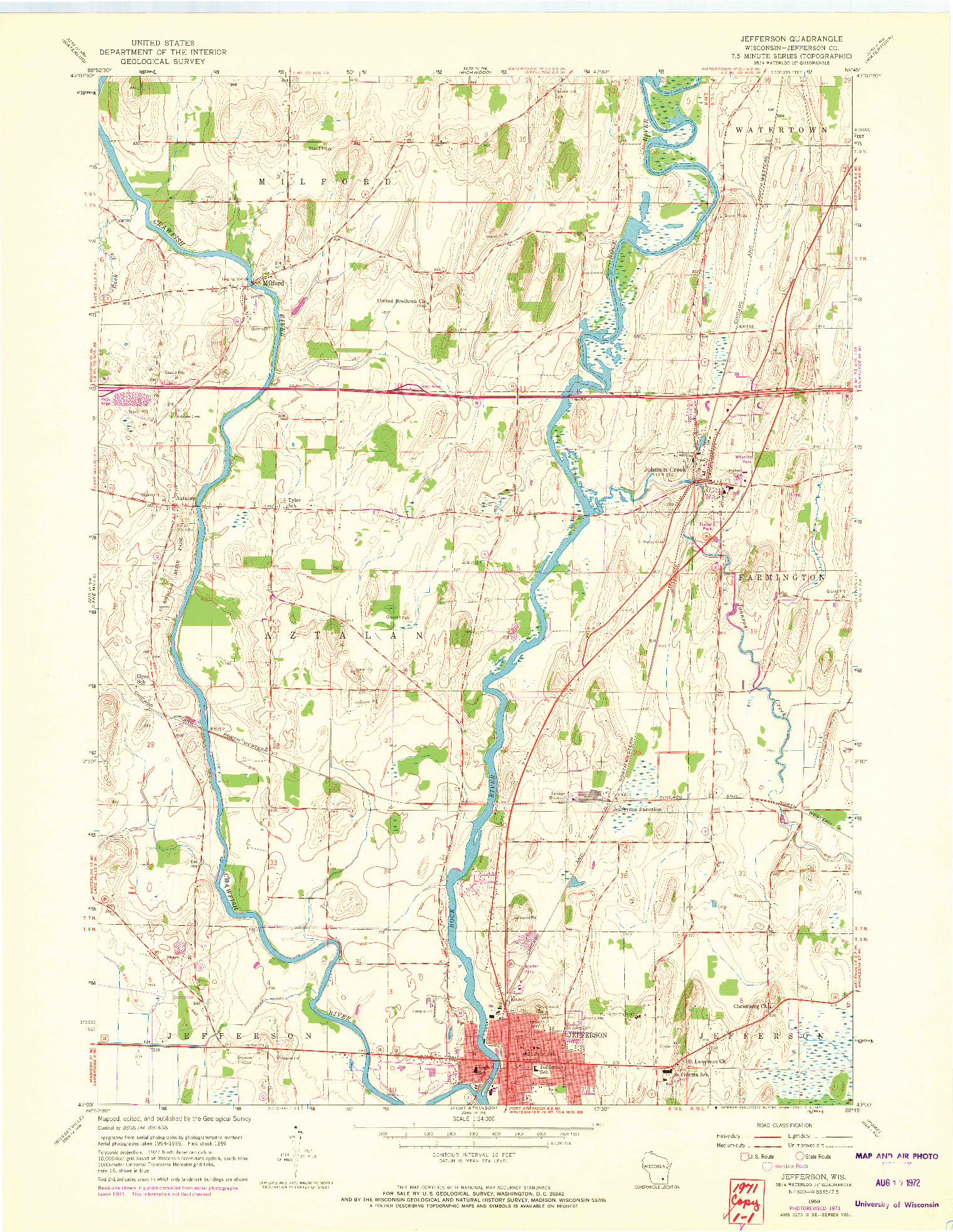 USGS 1:24000-SCALE QUADRANGLE FOR JEFFERSON, WI 1959