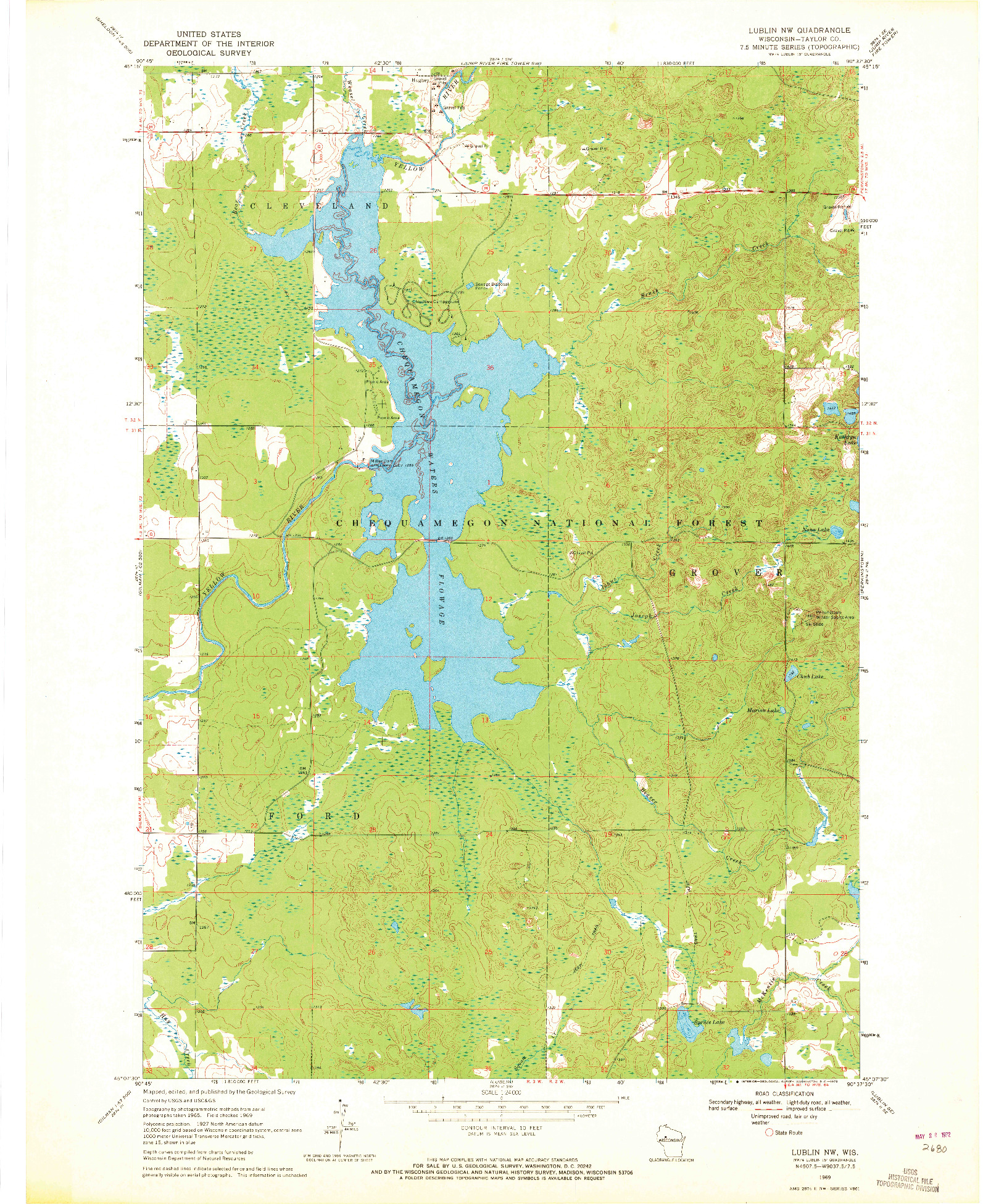 USGS 1:24000-SCALE QUADRANGLE FOR LUBLIN NW, WI 1969