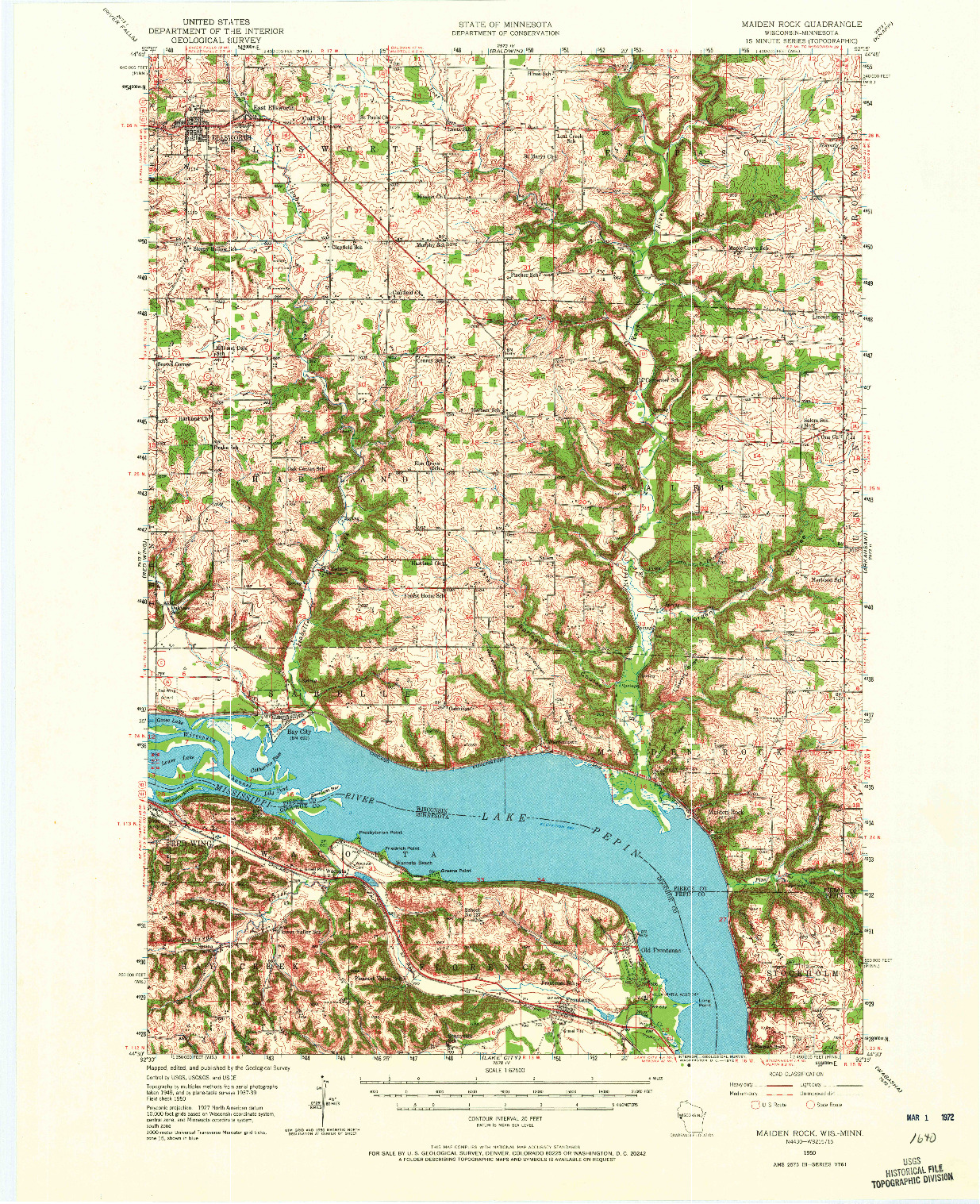 USGS 1:62500-SCALE QUADRANGLE FOR MAIDEN ROCK, WI 1950