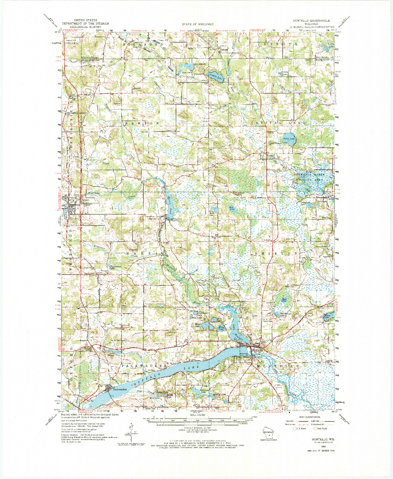 USGS 1:62500-SCALE QUADRANGLE FOR MONTELLO, WI 1961