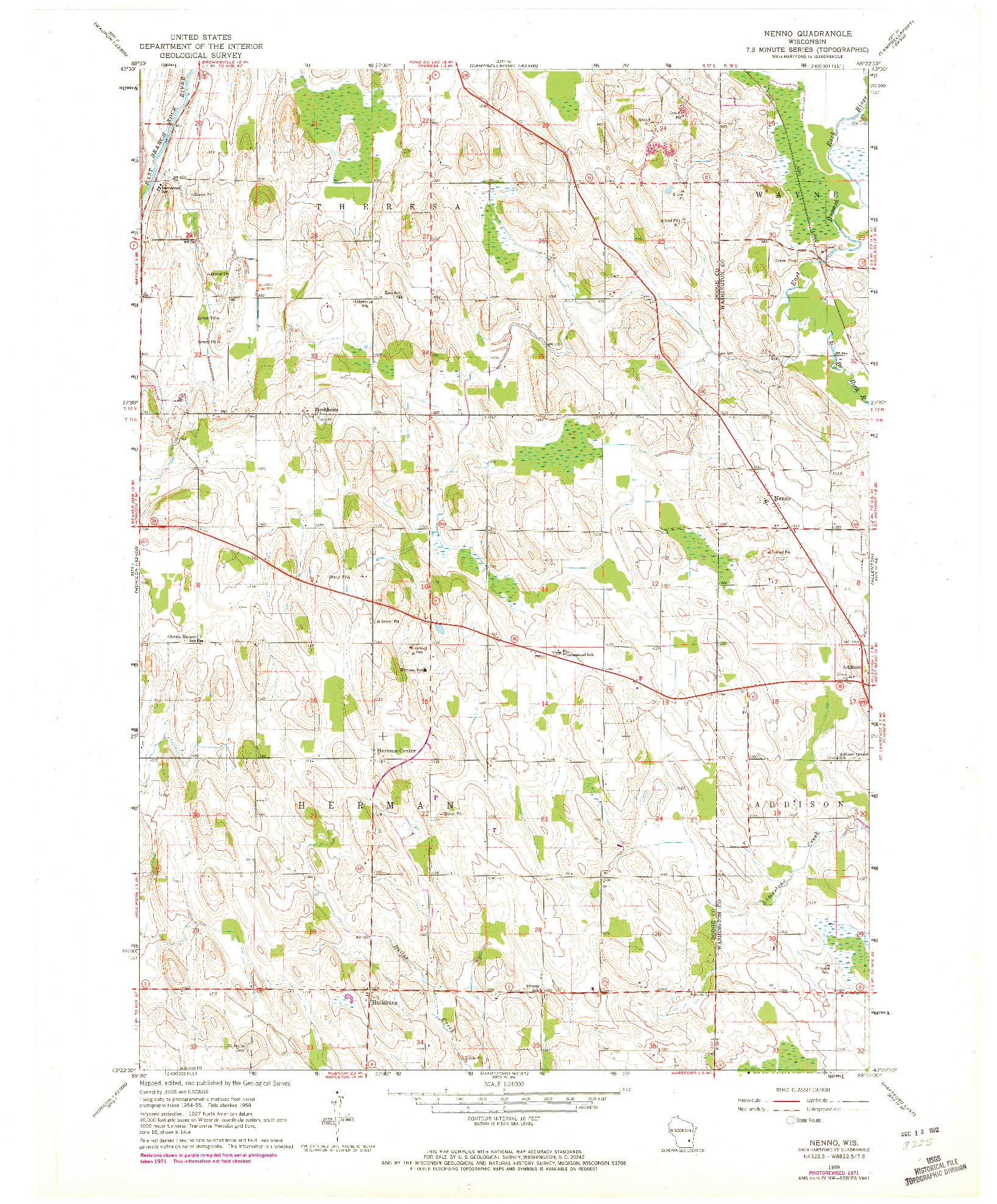 USGS 1:24000-SCALE QUADRANGLE FOR NENNO, WI 1959