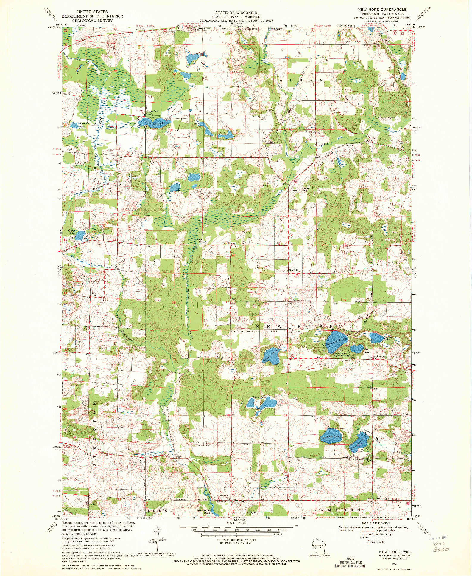 USGS 1:24000-SCALE QUADRANGLE FOR NEW HOPE, WI 1969