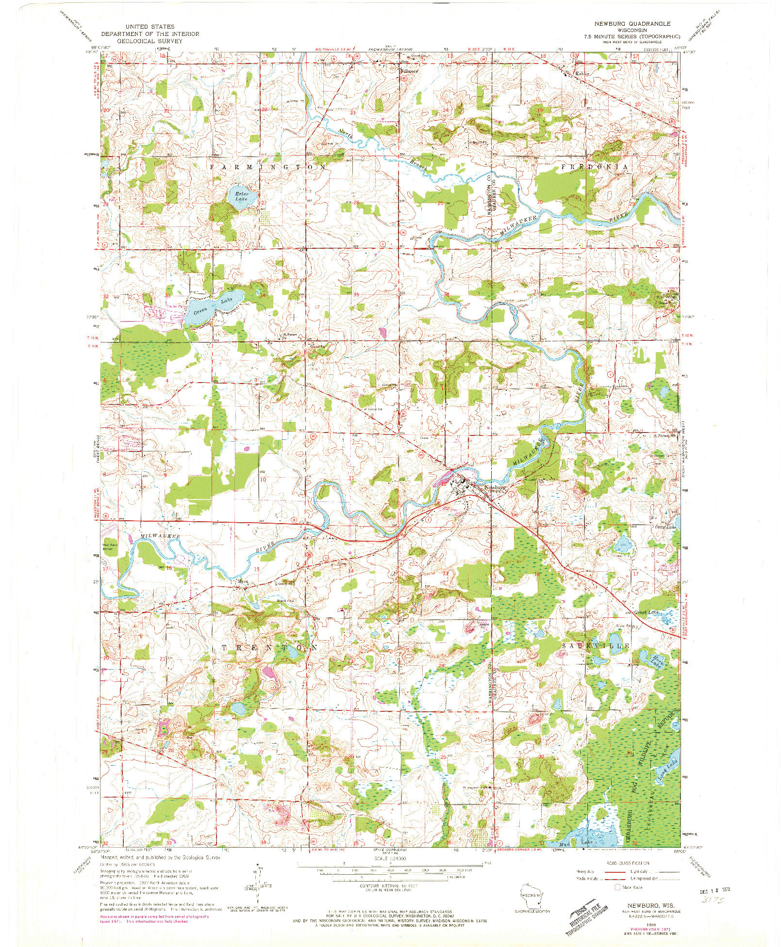 USGS 1:24000-SCALE QUADRANGLE FOR NEWBURG, WI 1959