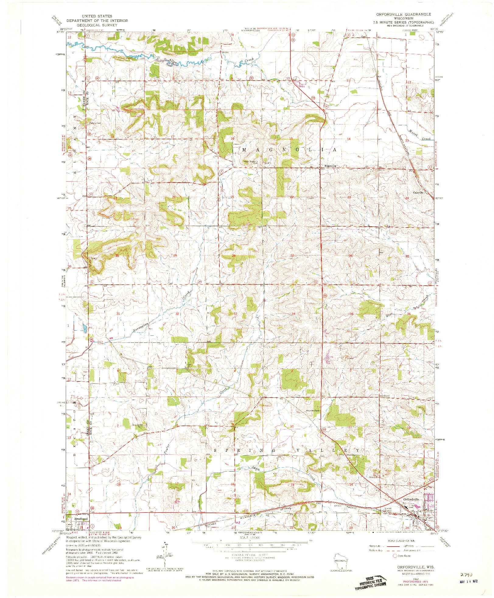 USGS 1:24000-SCALE QUADRANGLE FOR ORFORDVILLE, WI 1962