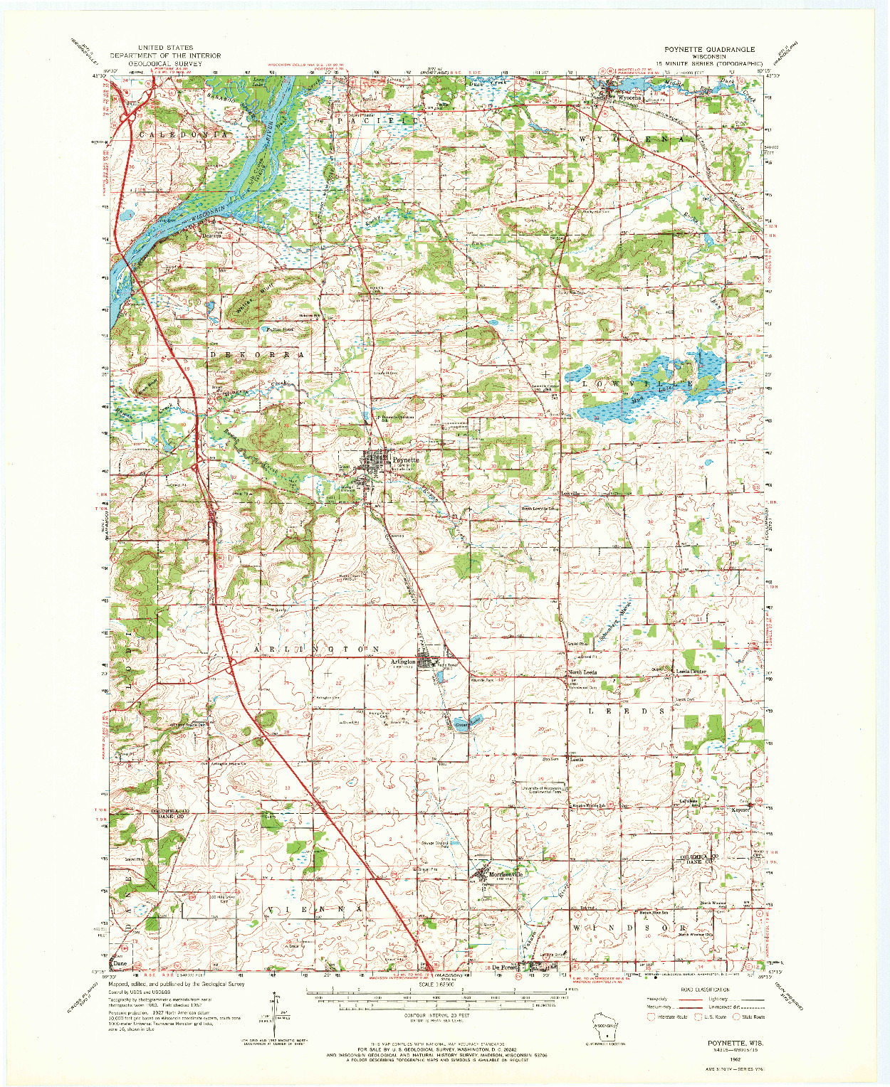 USGS 1:62500-SCALE QUADRANGLE FOR POYNETTE, WI 1962