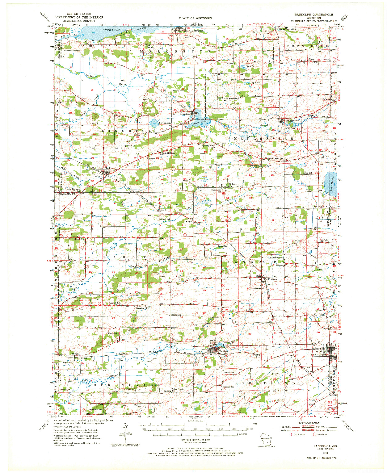 USGS 1:62500-SCALE QUADRANGLE FOR RANDOLPH, WI 1955