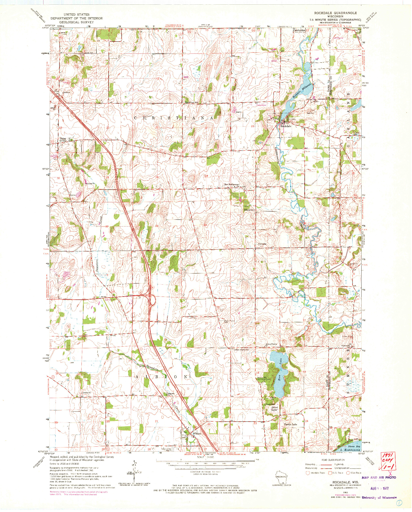 USGS 1:24000-SCALE QUADRANGLE FOR ROCKDALE, WI 1961