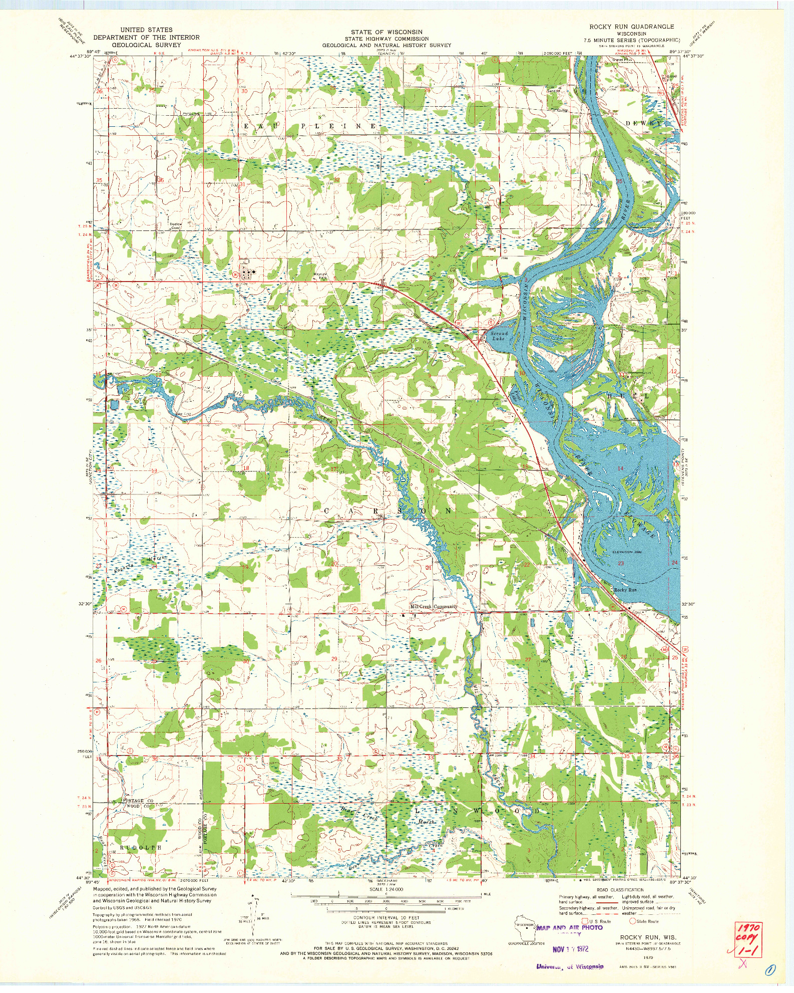 USGS 1:24000-SCALE QUADRANGLE FOR ROCKY RUN, WI 1970