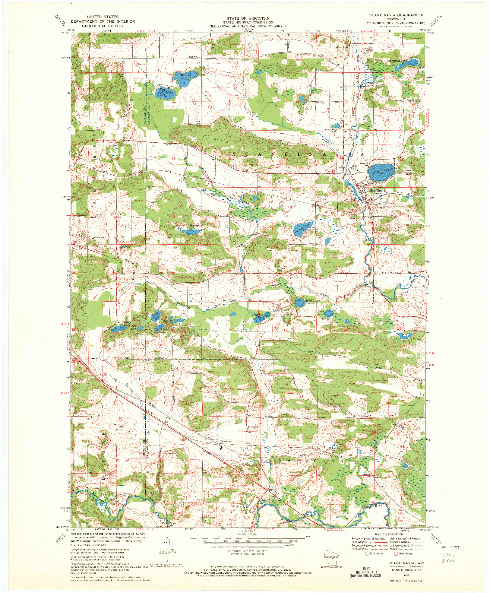 USGS 1:24000-SCALE QUADRANGLE FOR SCANDINAVIA, WI 1969