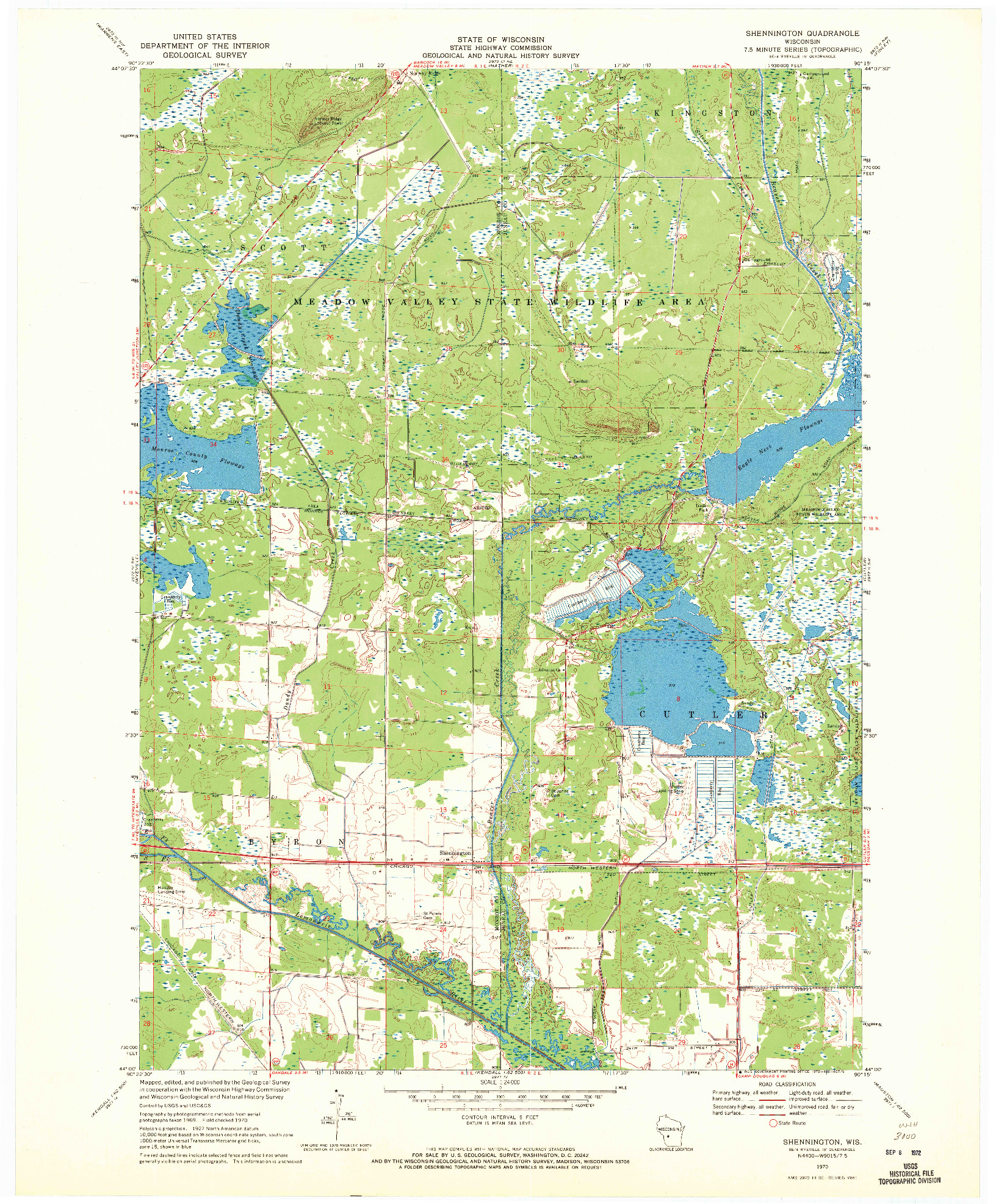 USGS 1:24000-SCALE QUADRANGLE FOR SHENNINGTON, WI 1970