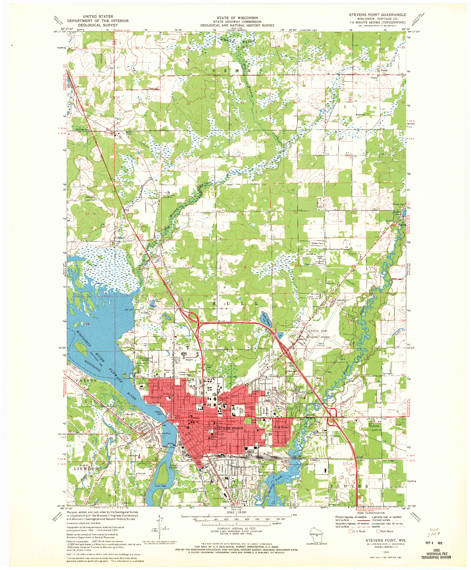 USGS 1:24000-SCALE QUADRANGLE FOR STEVENS POINT, WI 1970