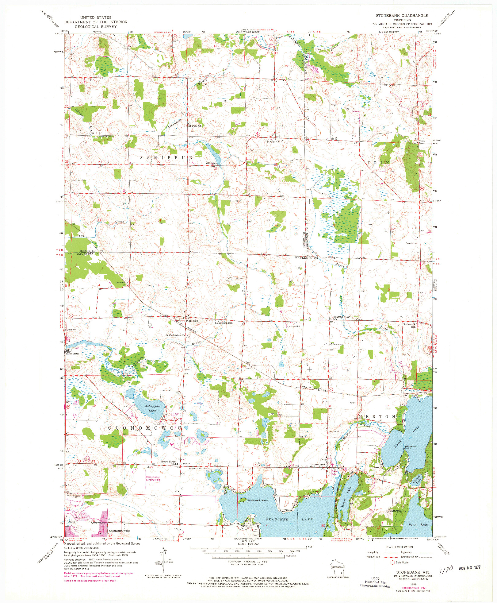 USGS 1:24000-SCALE QUADRANGLE FOR STONEBANK, WI 1959