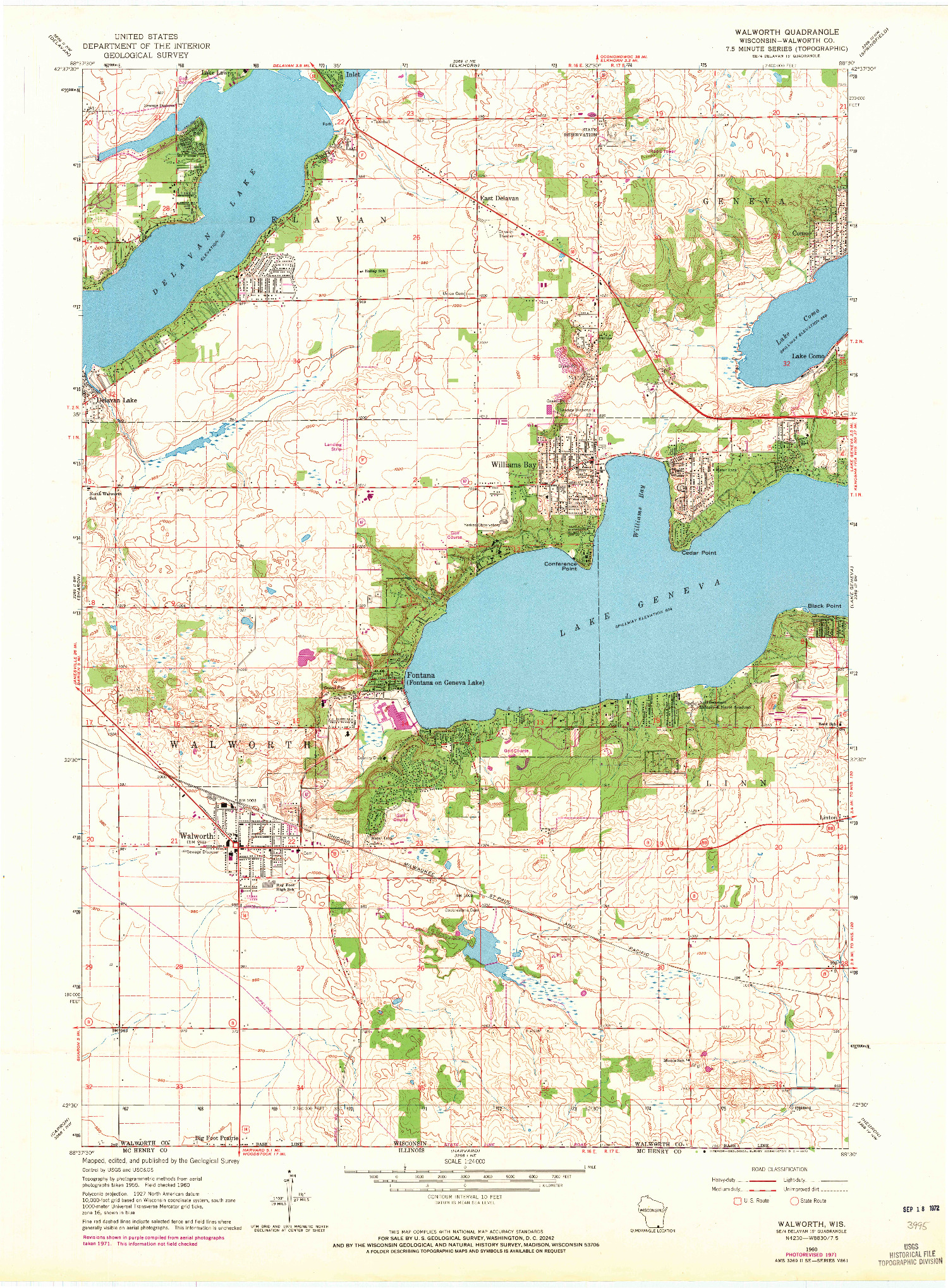 USGS 1:24000-SCALE QUADRANGLE FOR WALWORTH, WI 1960