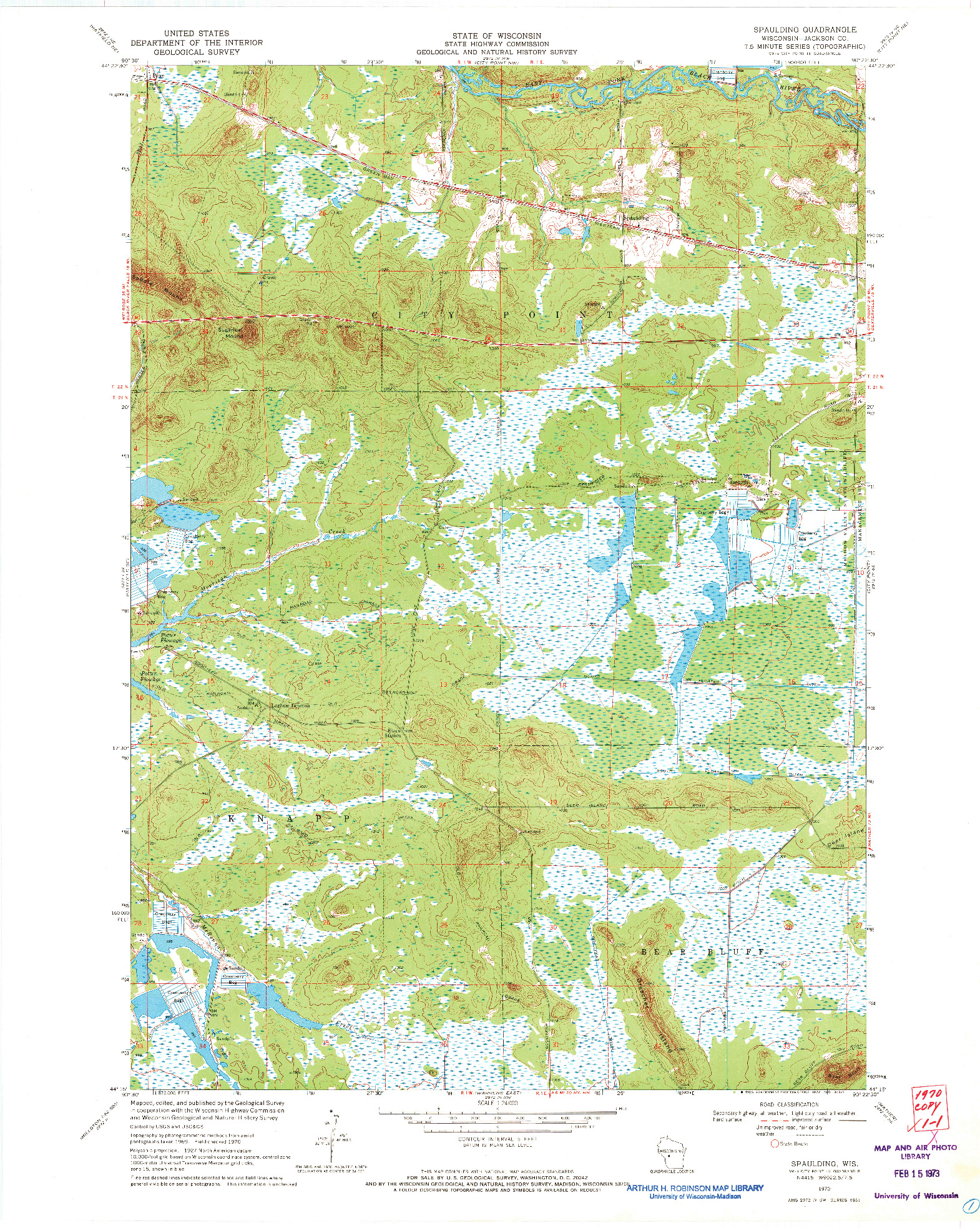 USGS 1:24000-SCALE QUADRANGLE FOR SPAULDING, WI 1970