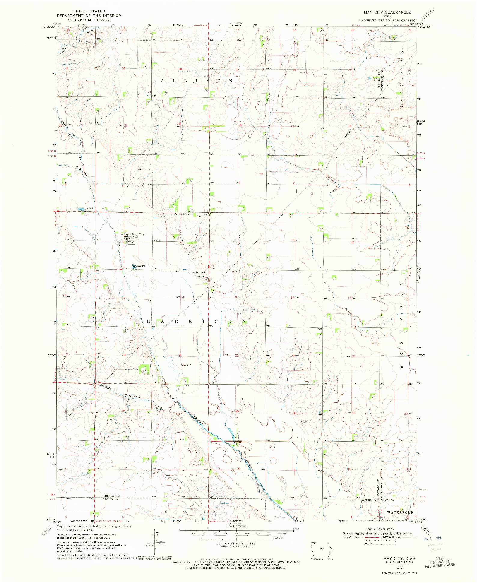 USGS 1:24000-SCALE QUADRANGLE FOR MAY CITY, IA 1970
