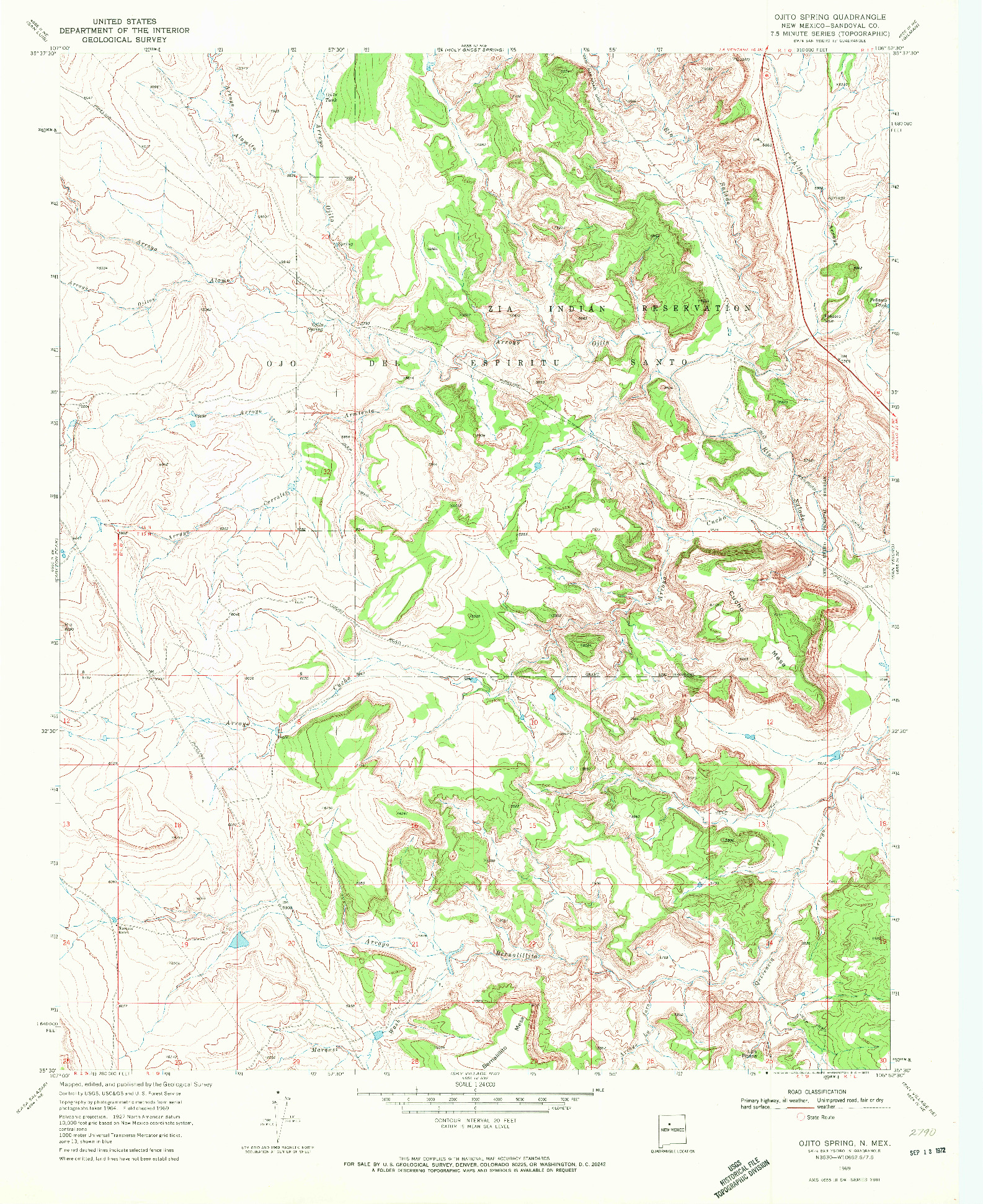 USGS 1:24000-SCALE QUADRANGLE FOR OJITO SPRING, NM 1969