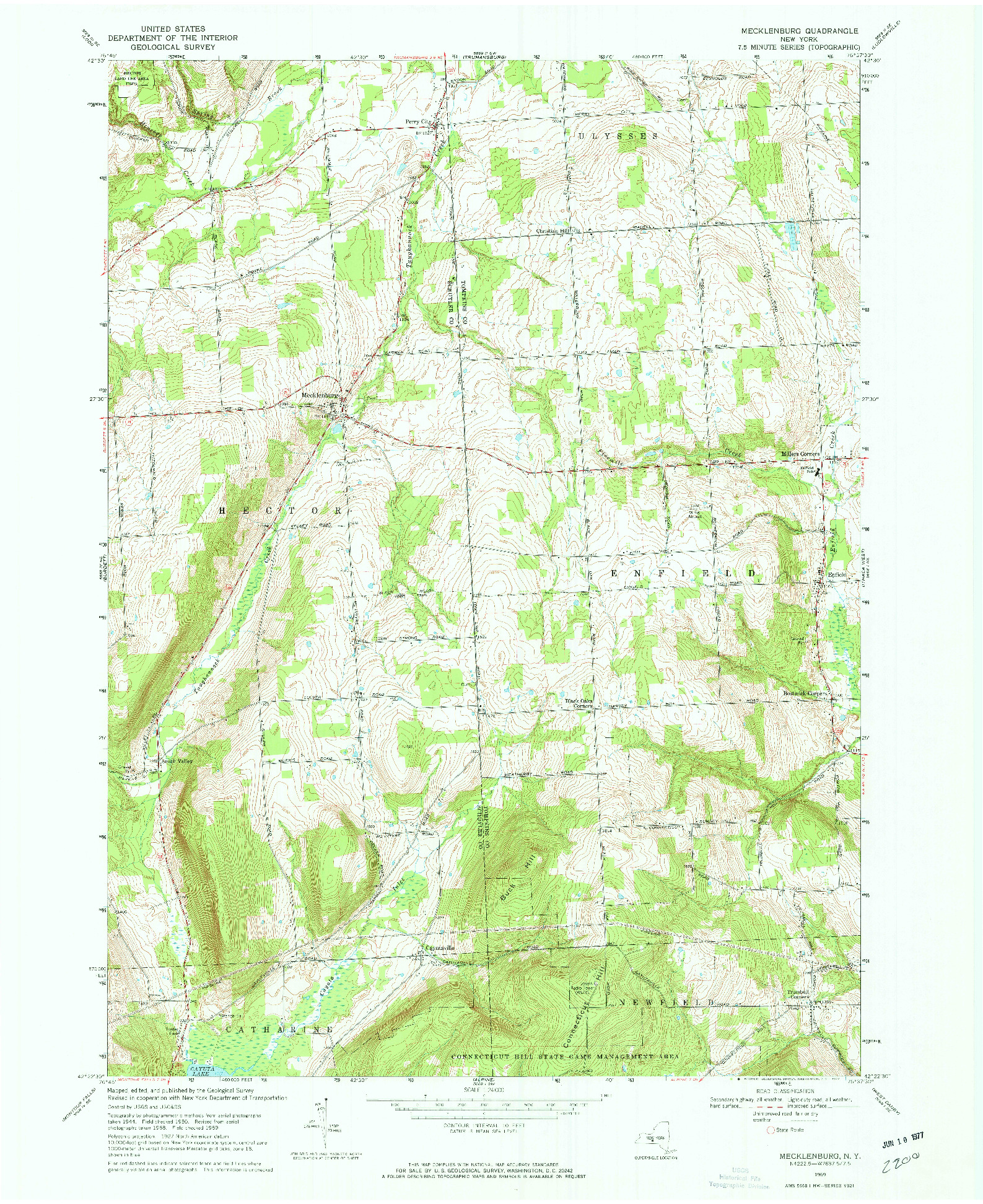 USGS 1:24000-SCALE QUADRANGLE FOR MECKLENBURG, NY 1969