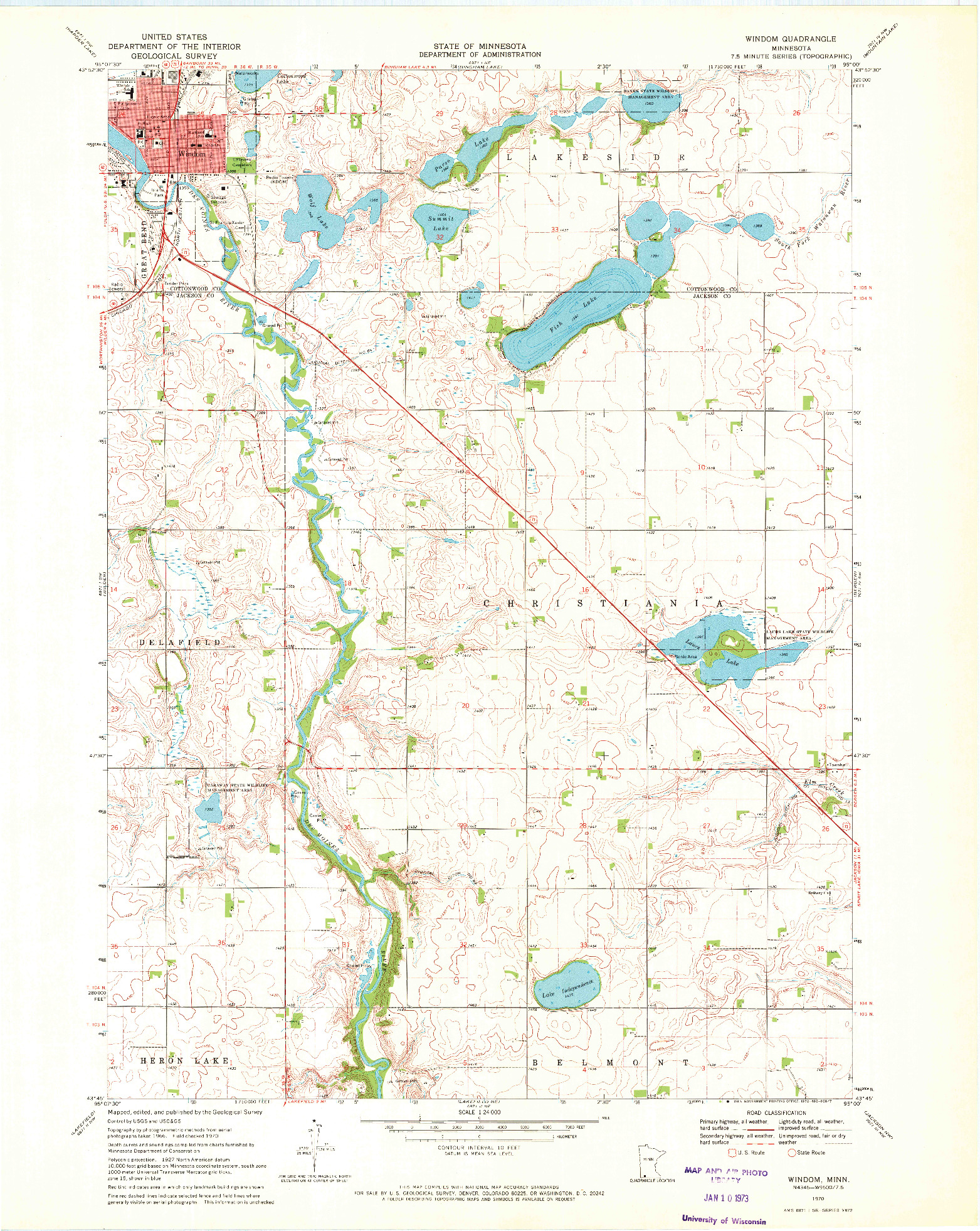 USGS 1:24000-SCALE QUADRANGLE FOR WINDOM, MN 1970