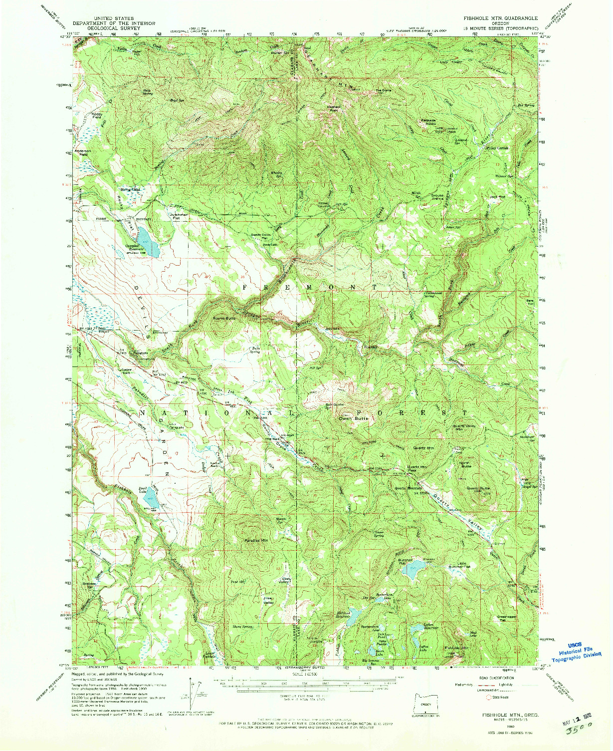 USGS 1:62500-SCALE QUADRANGLE FOR FISHHOLE MTN, OR 1960