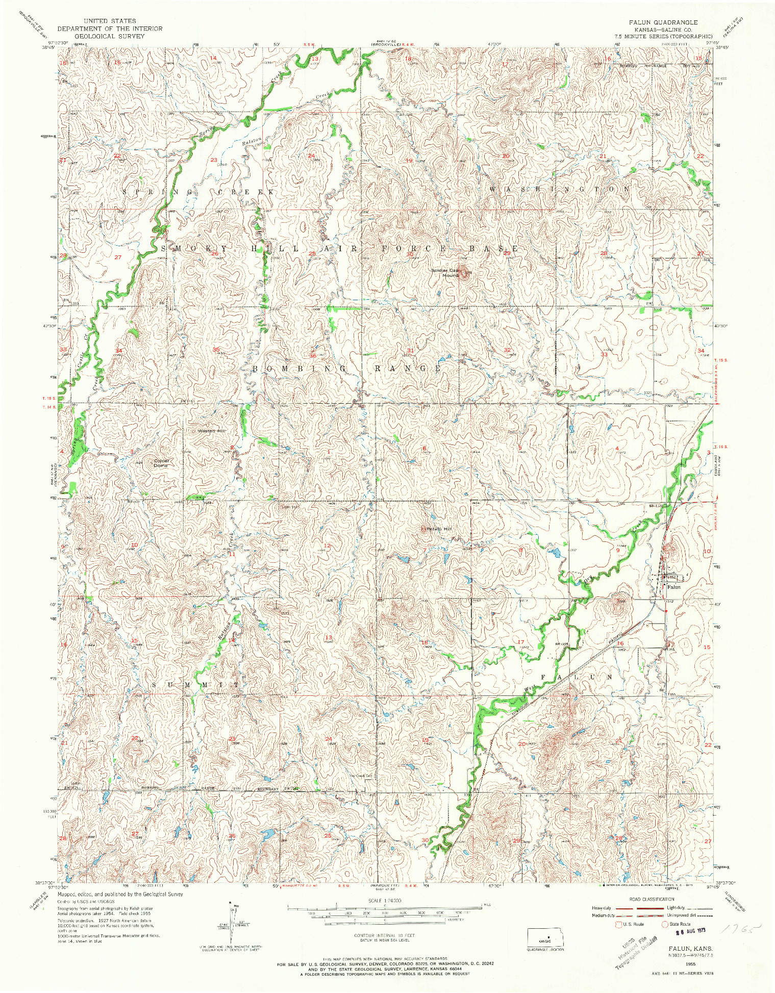 USGS 1:24000-SCALE QUADRANGLE FOR FALUN, KS 1955