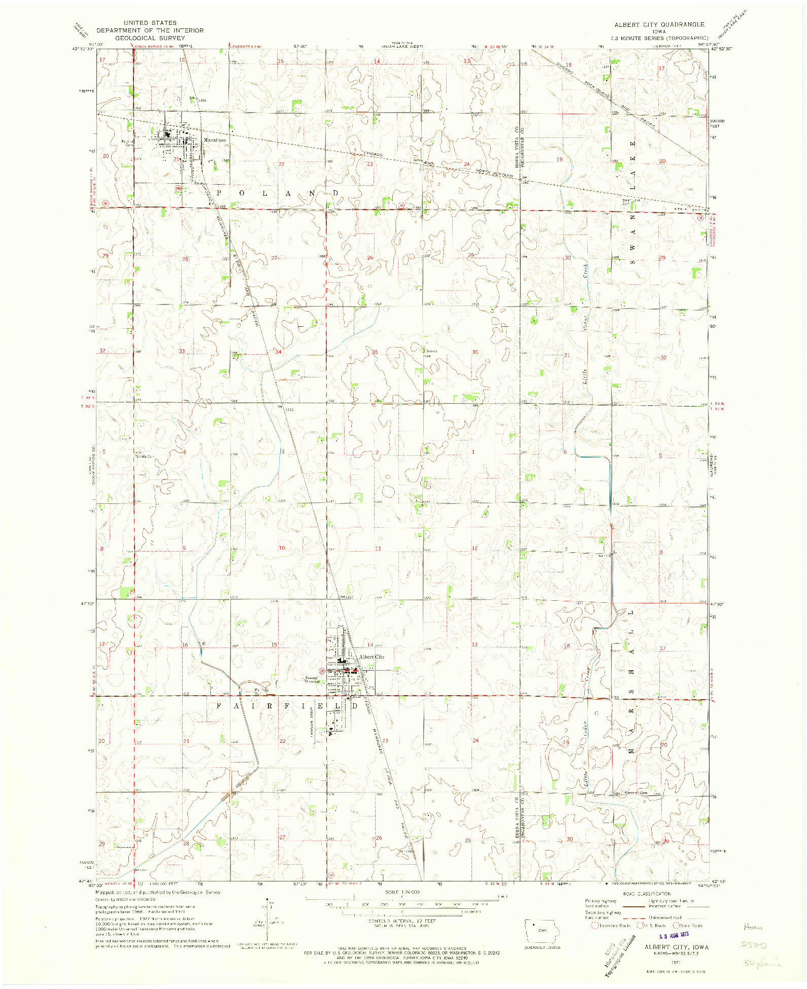 USGS 1:24000-SCALE QUADRANGLE FOR ALBERT CITY, IA 1971