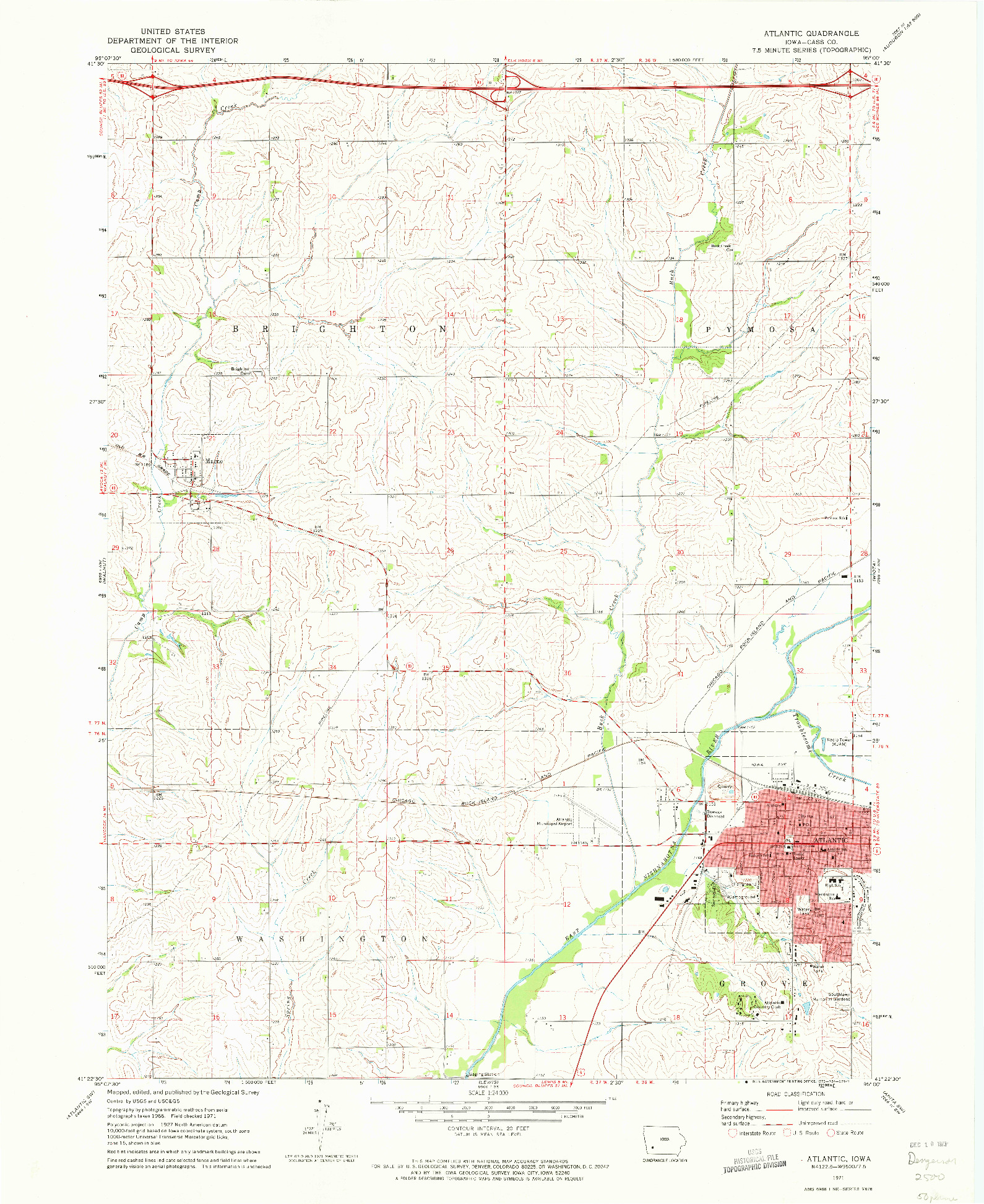 USGS 1:24000-SCALE QUADRANGLE FOR ATLANTIC, IA 1971