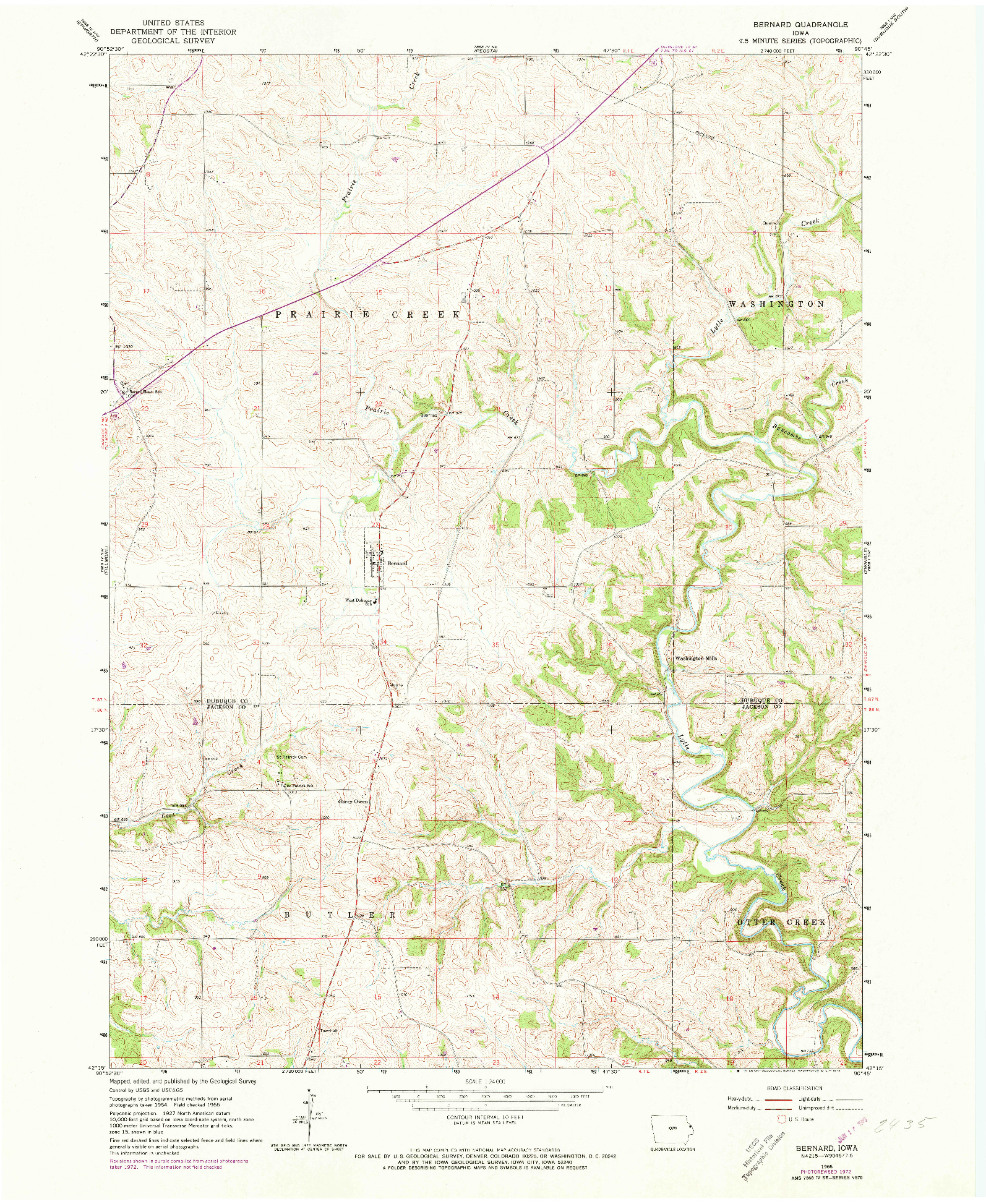 USGS 1:24000-SCALE QUADRANGLE FOR BERNARD, IA 1966