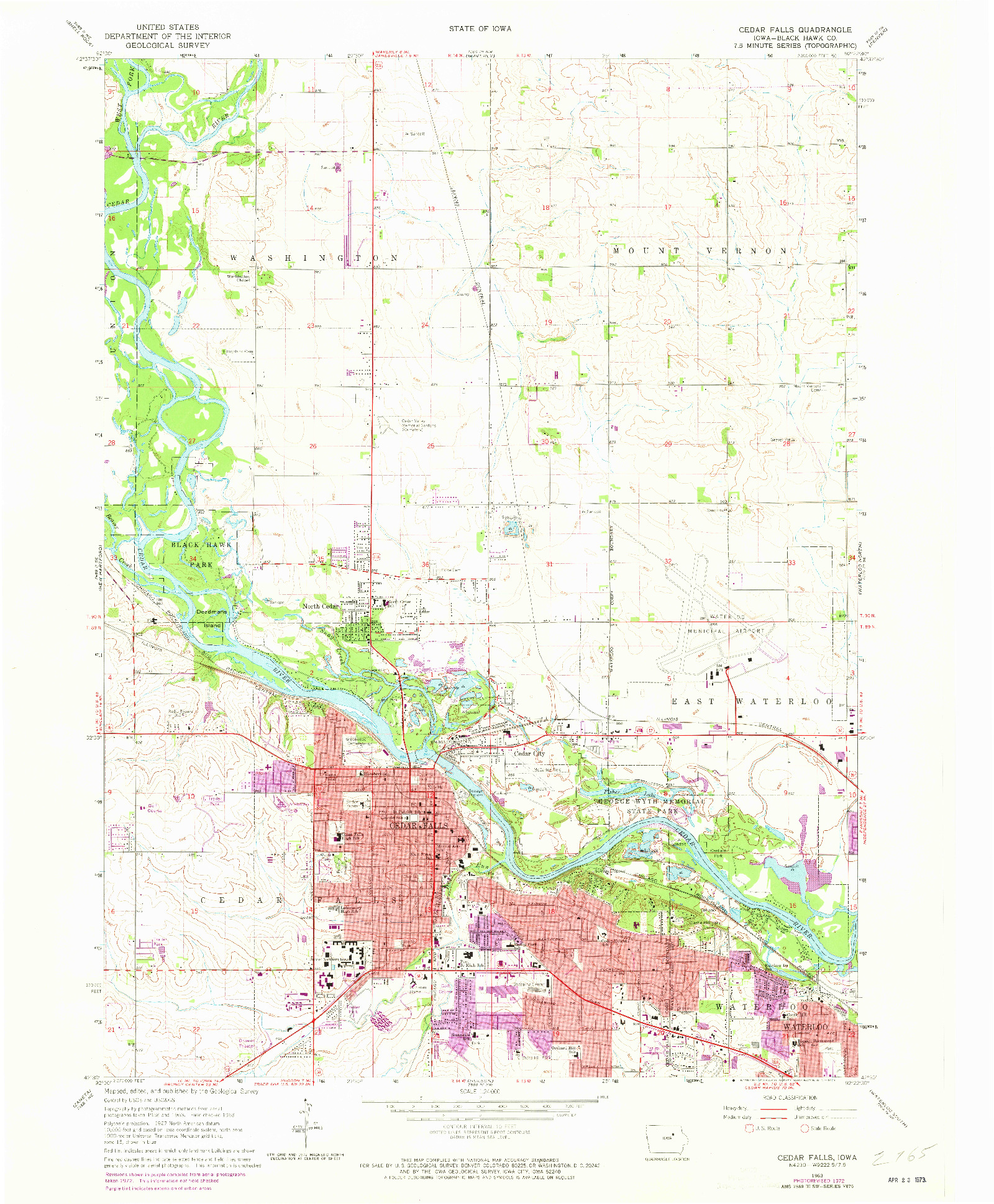 USGS 1:24000-SCALE QUADRANGLE FOR CEDAR FALLS, IA 1963