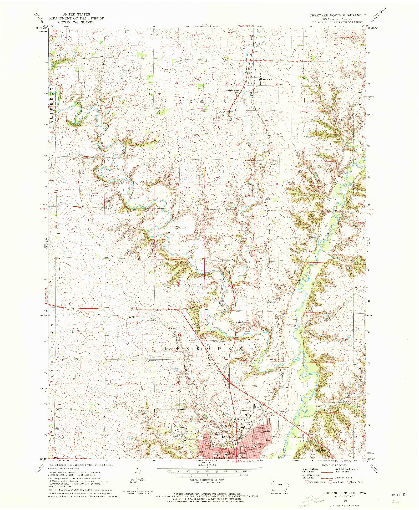 USGS 1:24000-SCALE QUADRANGLE FOR CHEROKEE NORTH, IA 1971