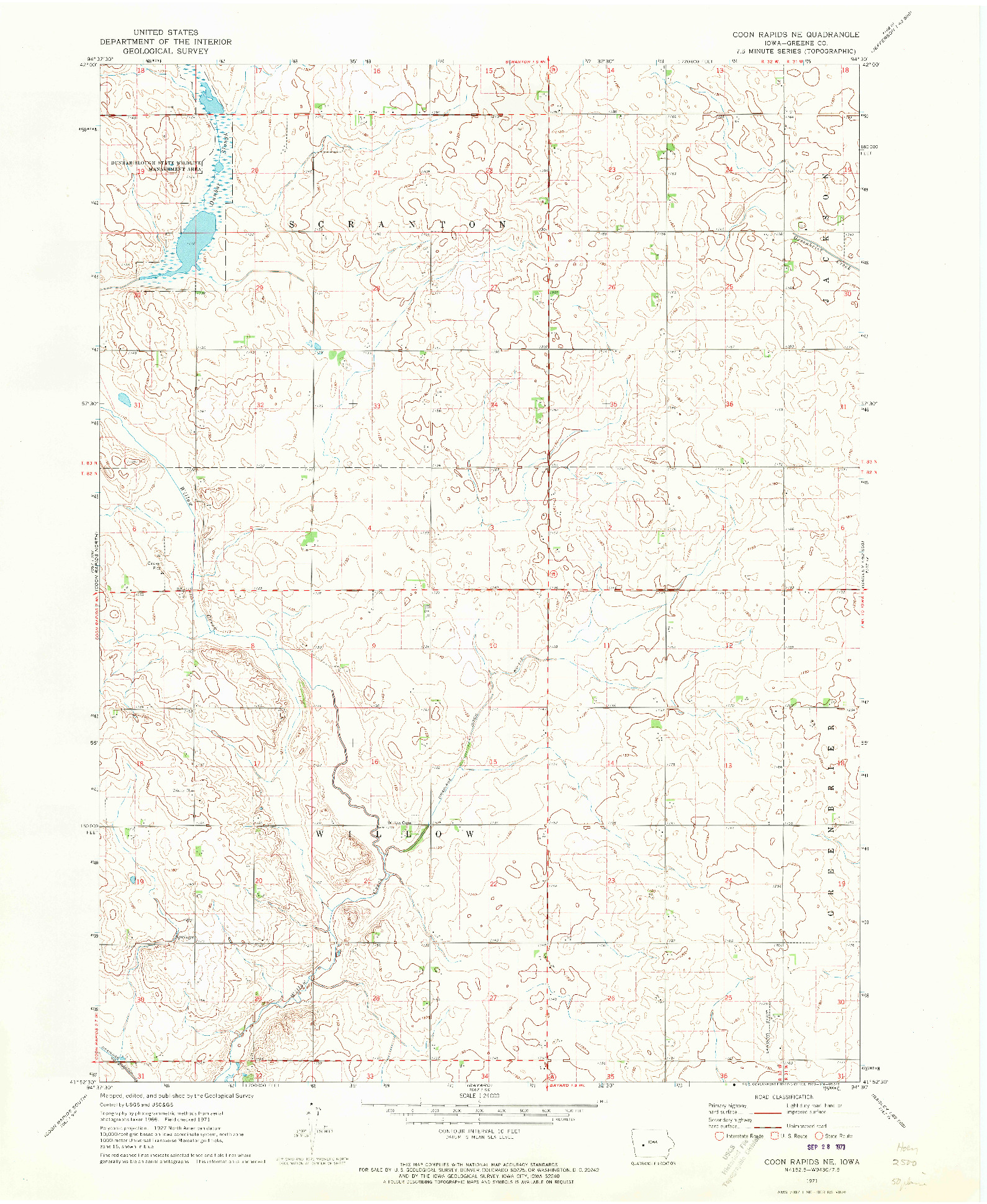 USGS 1:24000-SCALE QUADRANGLE FOR COON RAPIDS NE, IA 1971