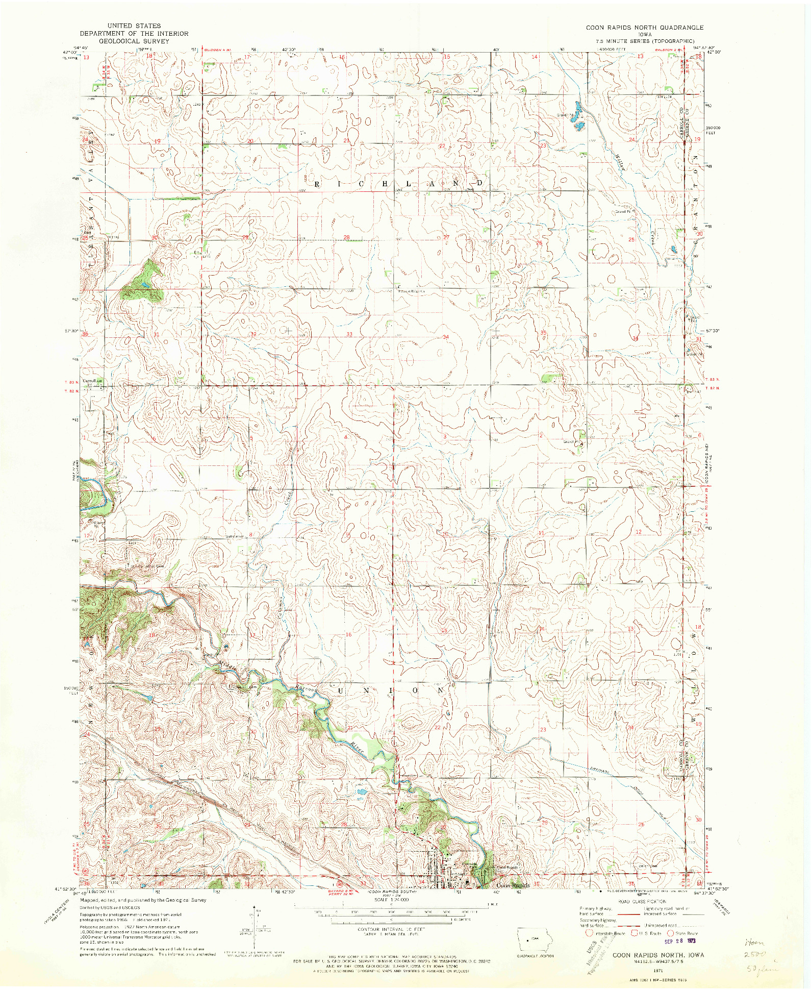 USGS 1:24000-SCALE QUADRANGLE FOR COON RAPIDS NORTH, IA 1971