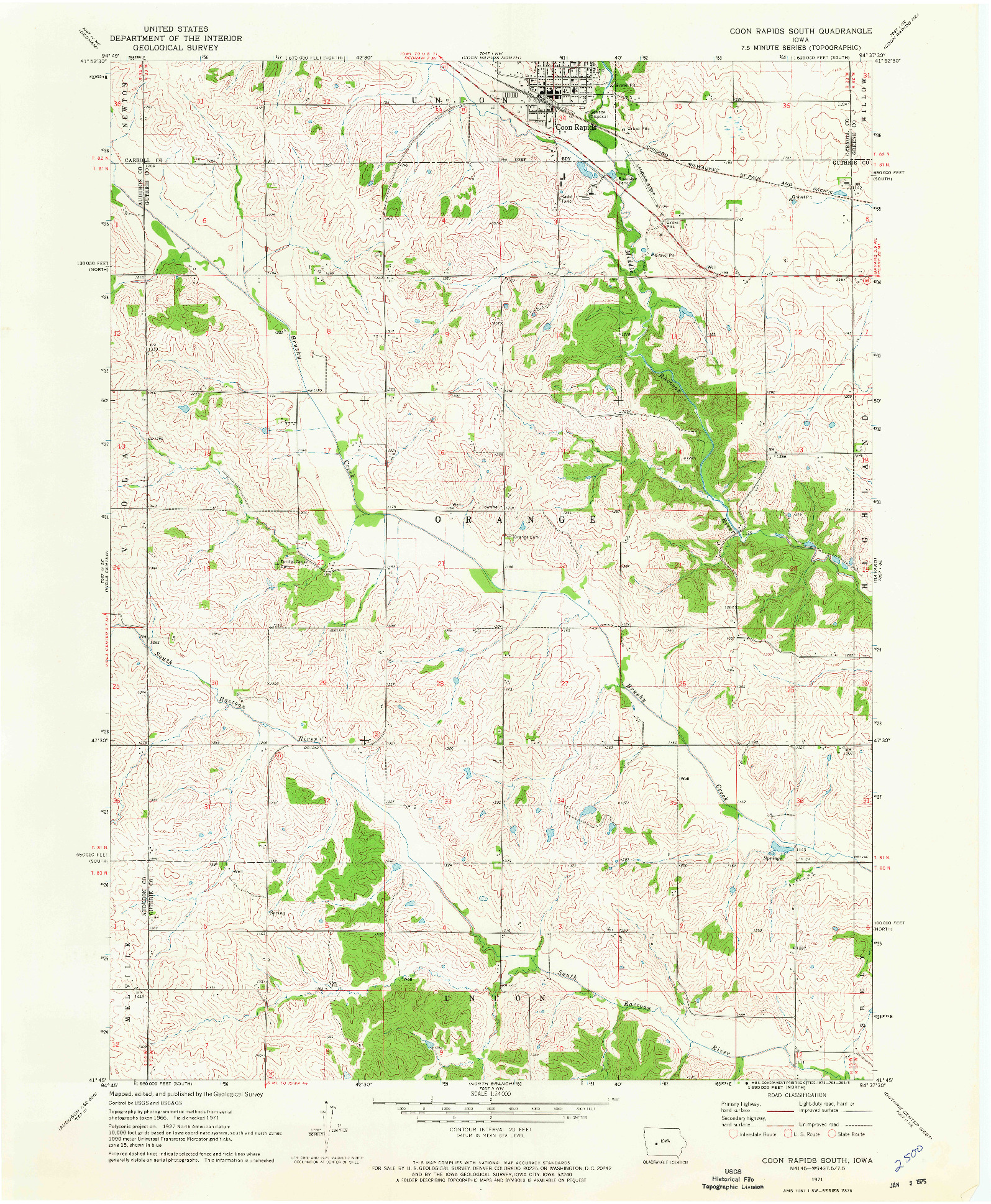USGS 1:24000-SCALE QUADRANGLE FOR COON RAPIDS SOUTH, IA 1971