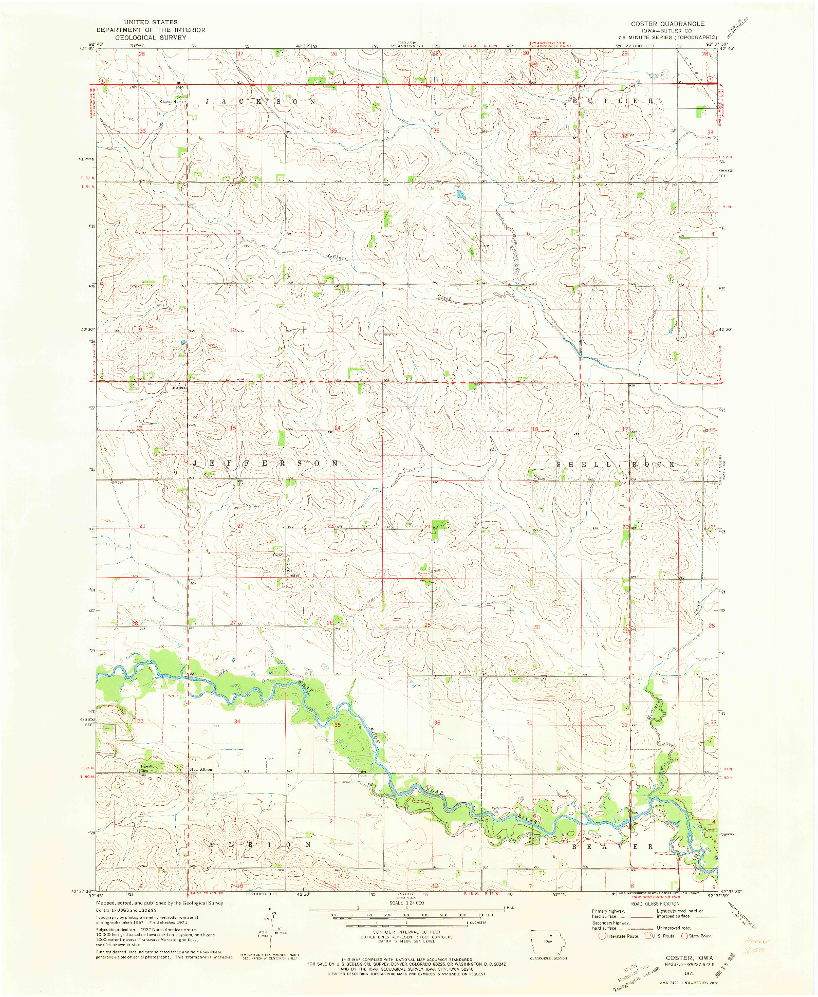 USGS 1:24000-SCALE QUADRANGLE FOR COSTER, IA 1971