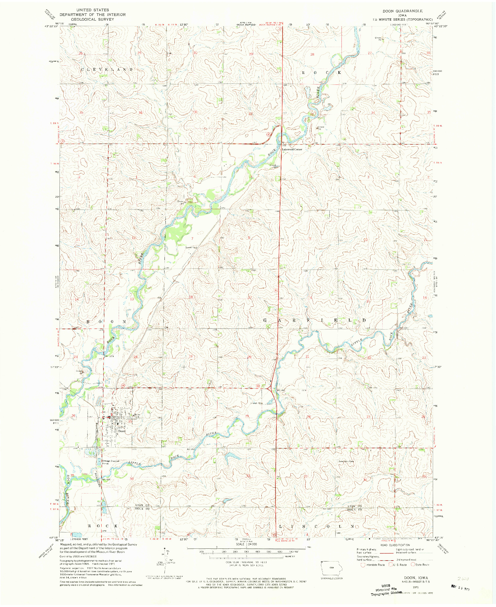 USGS 1:24000-SCALE QUADRANGLE FOR DOON, IA 1971