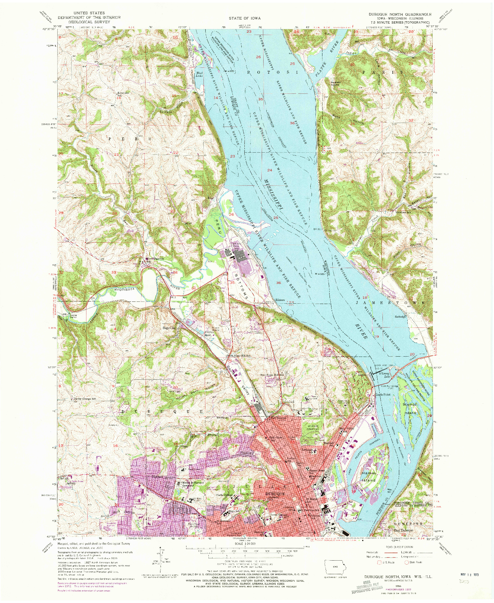 USGS 1:24000-SCALE QUADRANGLE FOR DUBUQUE NORTH, IA 1956