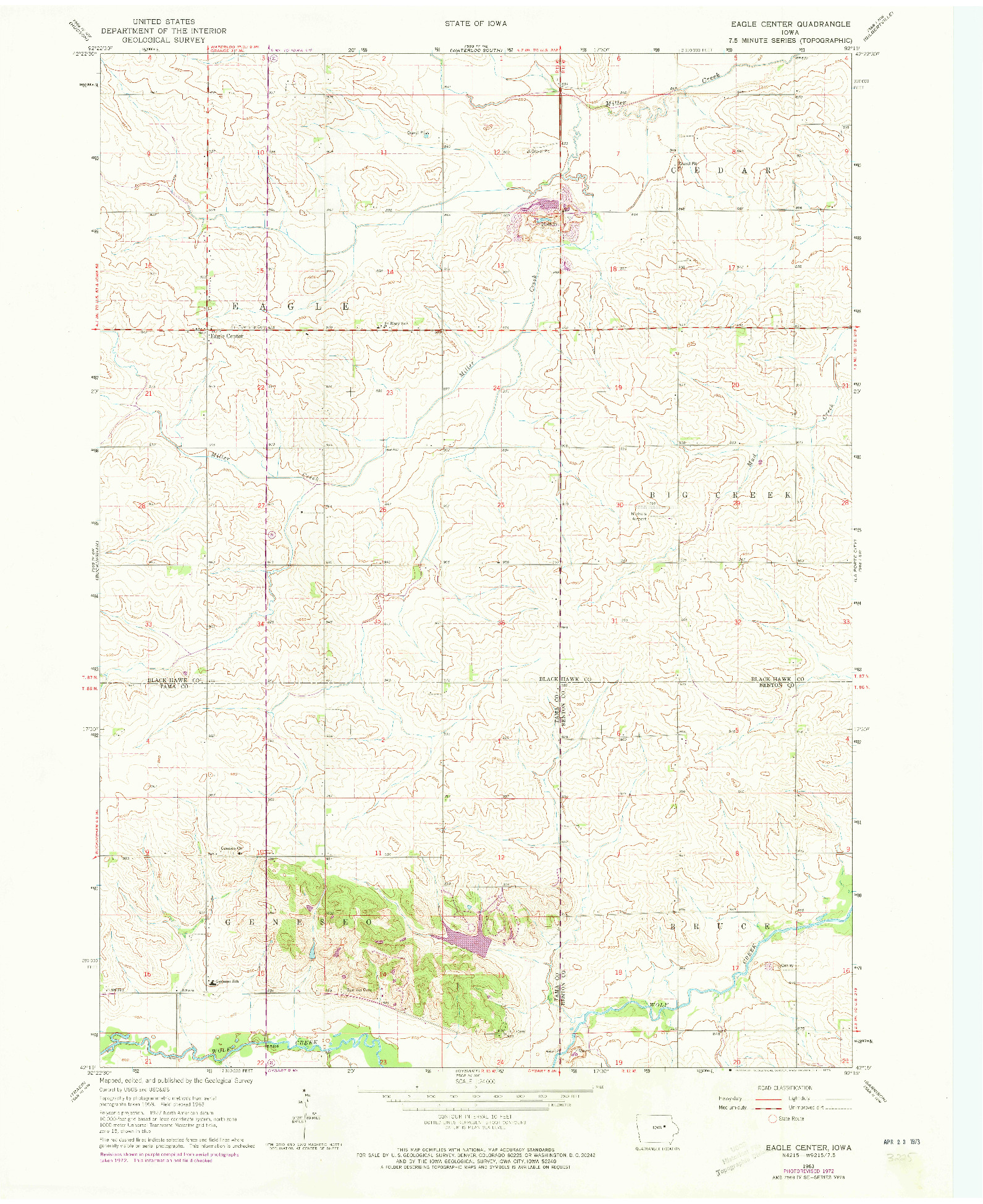 USGS 1:24000-SCALE QUADRANGLE FOR EAGLE CENTER, IA 1963