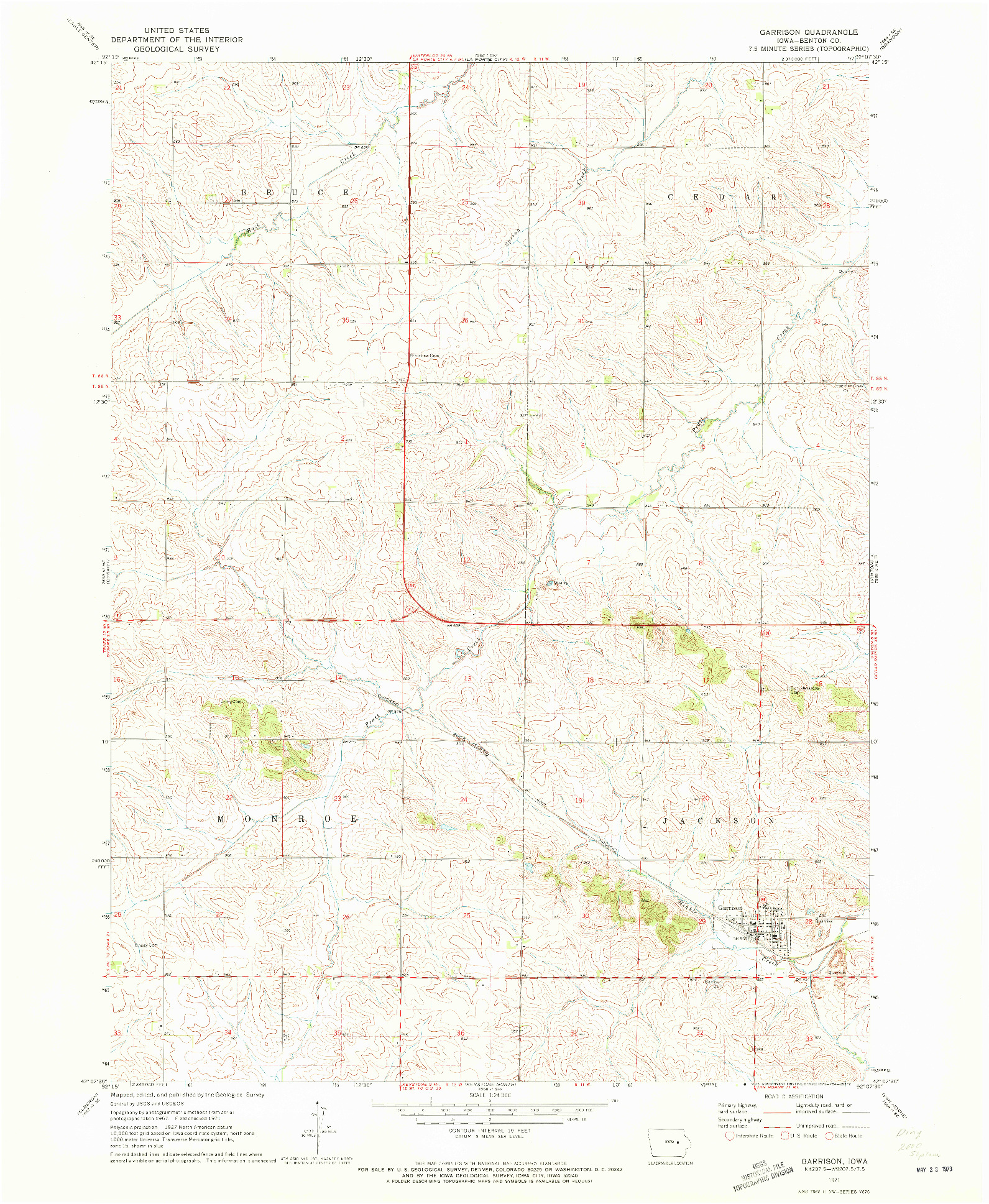 USGS 1:24000-SCALE QUADRANGLE FOR GARRISON, IA 1971