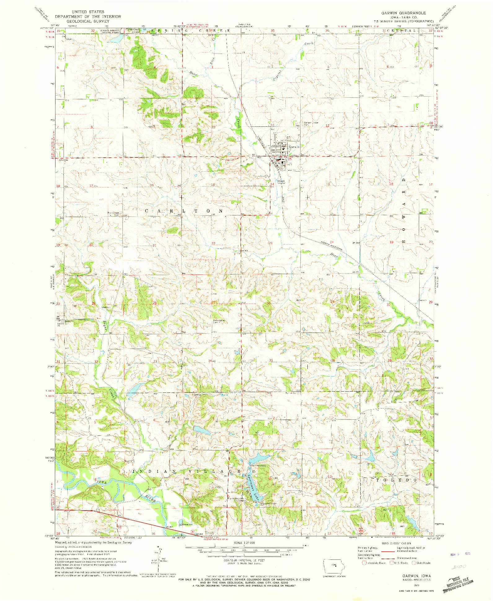 USGS 1:24000-SCALE QUADRANGLE FOR GARWIN, IA 1971