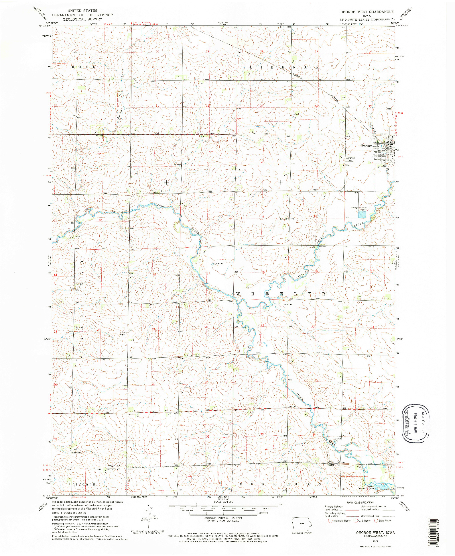 USGS 1:24000-SCALE QUADRANGLE FOR GEORGE WEST, IA 1971