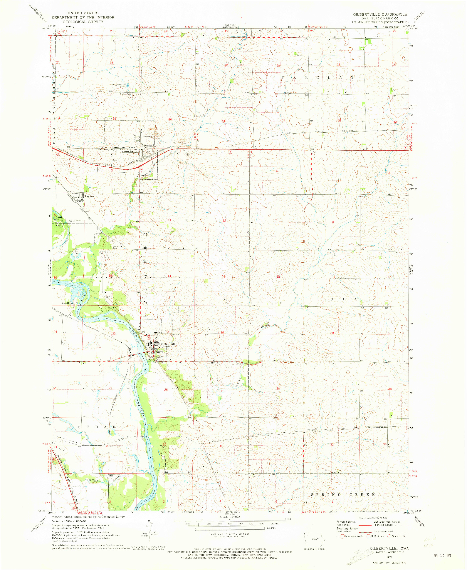 USGS 1:24000-SCALE QUADRANGLE FOR GILBERTVILLE, IA 1971