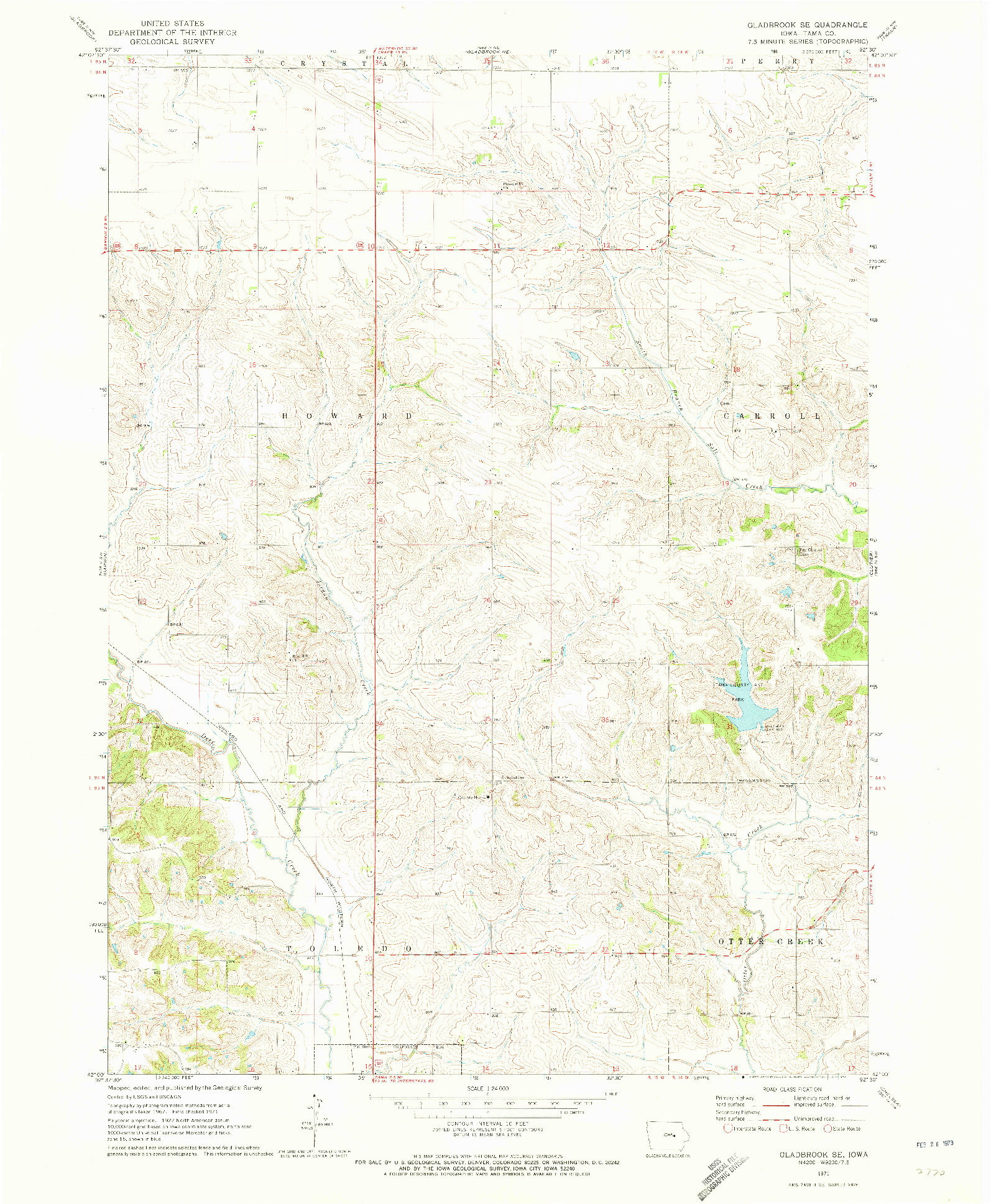 USGS 1:24000-SCALE QUADRANGLE FOR GLADBROOK SE, IA 1971